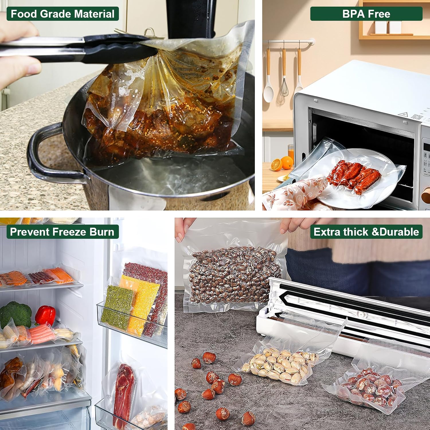 Gokilife Bolsas selladoras al vacío para alimentos, 8 x 20 pies, paquete de 3 bolsas selladoras al vacío para ahorrar alimentos, bolsas selladoras