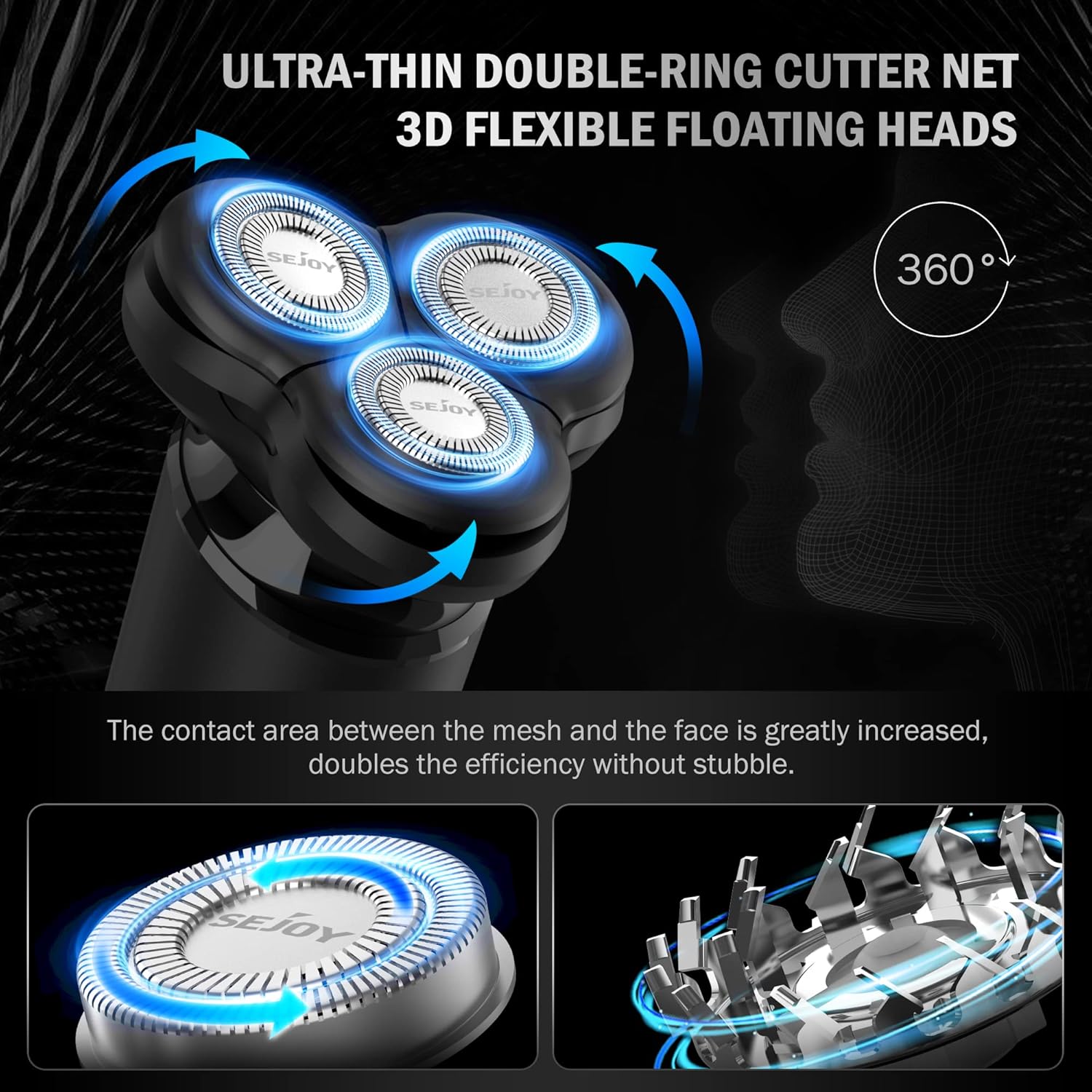 Afeitadora eléctrica para la cara de los hombres, afeitadora giratoria recargable 3D, rasuradora eléctrica antipellizcos para afeitarse la cara,