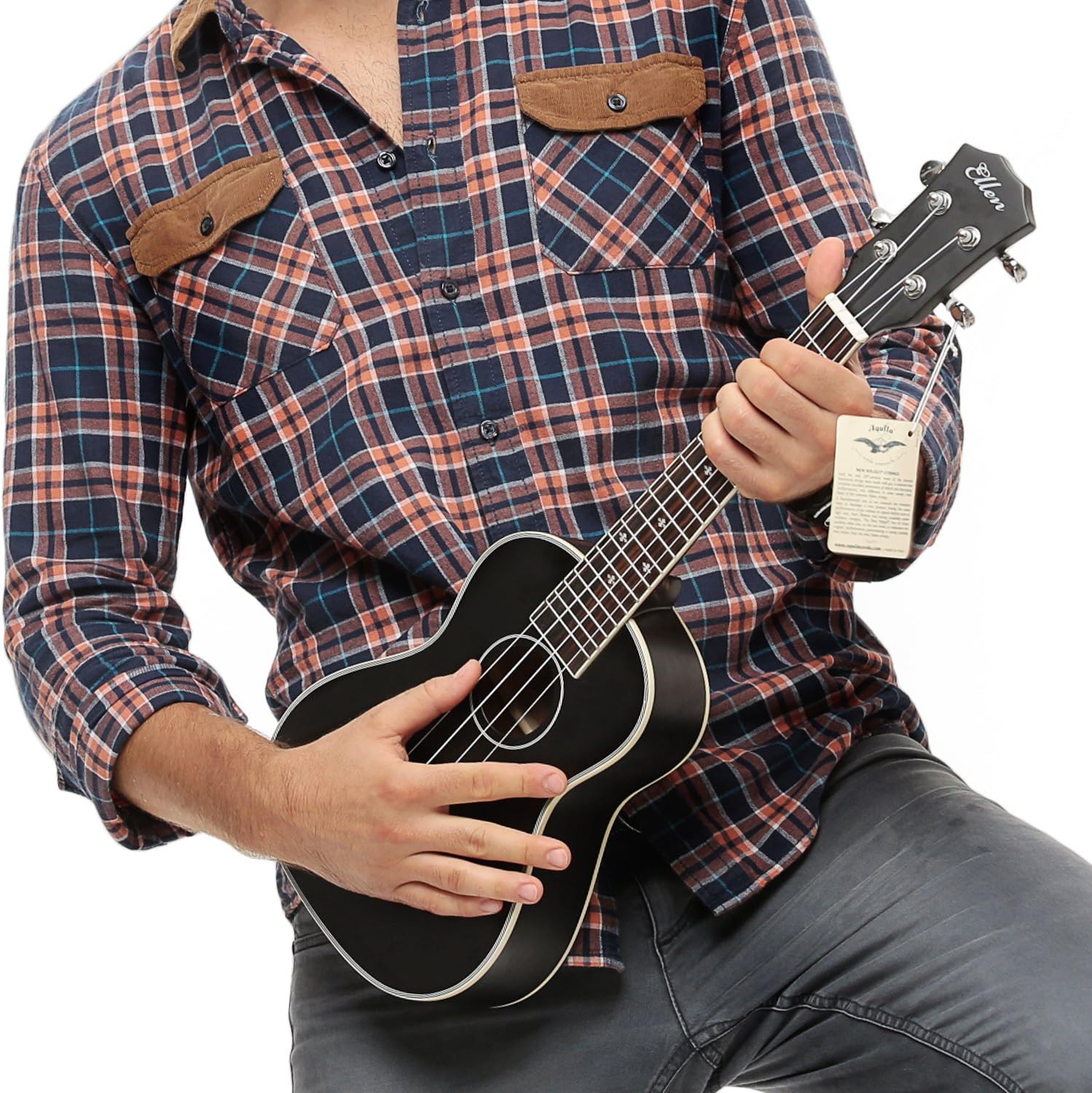 Guitarra eléctrica hawaiana Ellen Concert estilo ukelele de 23 pulgadas Spruce Mahogany Ukulele Hawaii, Negro