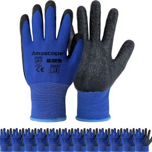 Guantes de trabajo con revestimiento de poliuretano, 12 pares, guantes de jardín finos para hombres y mujeres, ideales para trabajo ligero Guantes de trabajo con revestimiento de poliuretano, 12 pares, guantes de jardín finos para hombres y mujeres, ideales para trabajo ligero