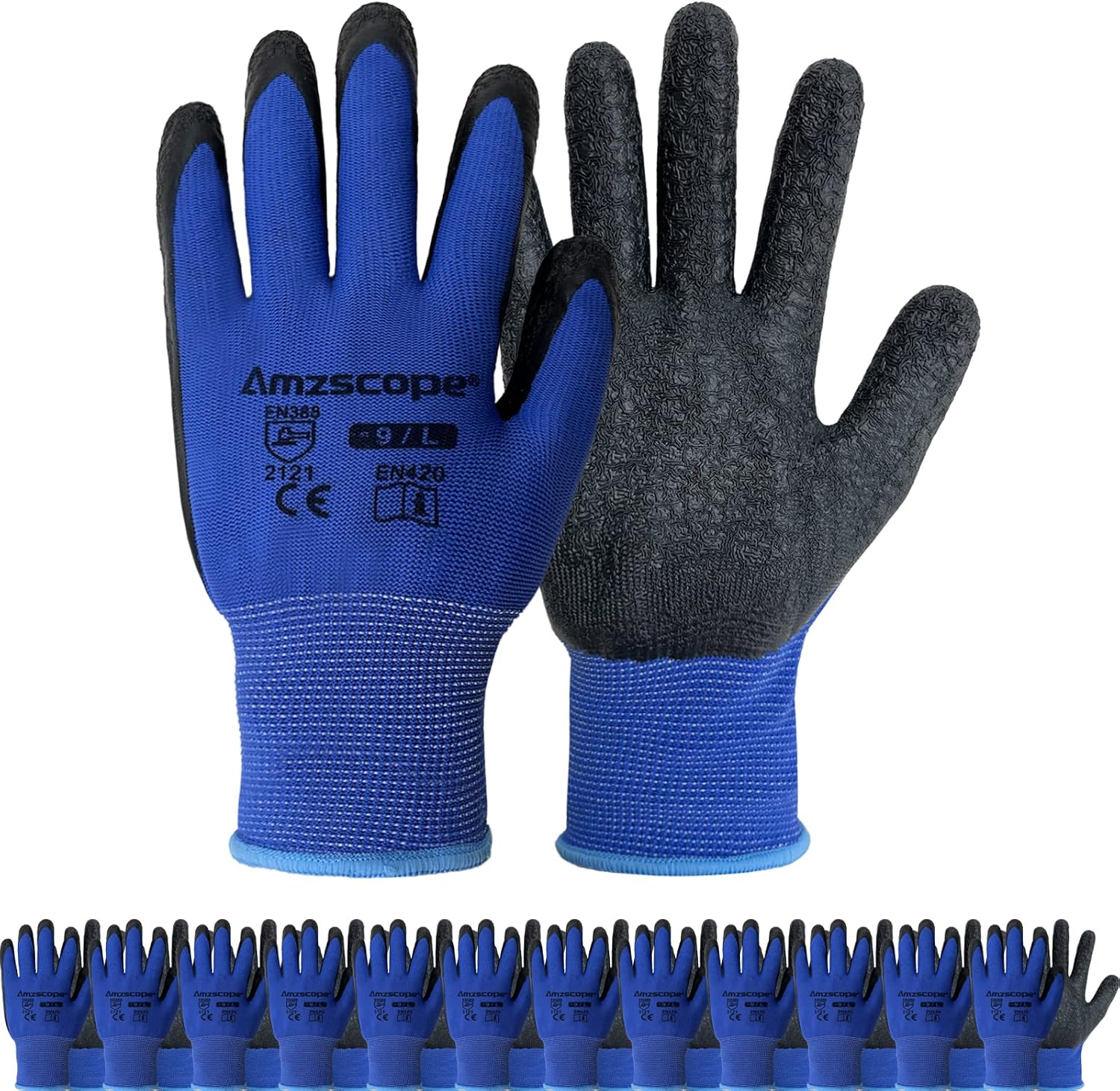 Guantes de trabajo con revestimiento de poliuretano, 12 pares, guantes de jardín finos para hombres y mujeres, ideales para trabajo ligero