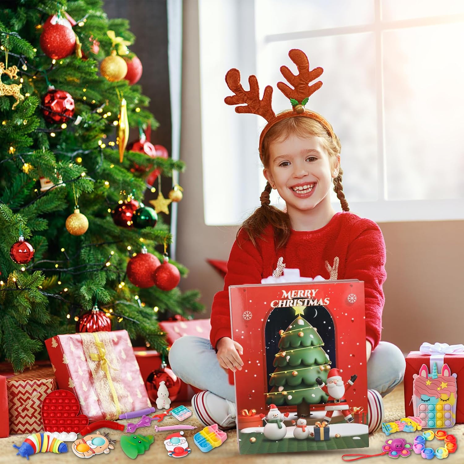 Calendario de Adviento 2023 para niños, juguetes antiestrés de 24 días de sorpresas, calendarios de Adviento de cuenta regresiva de Navidad, juguete