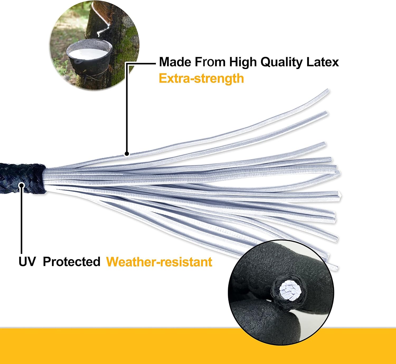 Wellmax – Cuerda elástica para toldo de 9 pulgadas, 50 piezas, resistente de 0.197 in, color negro
