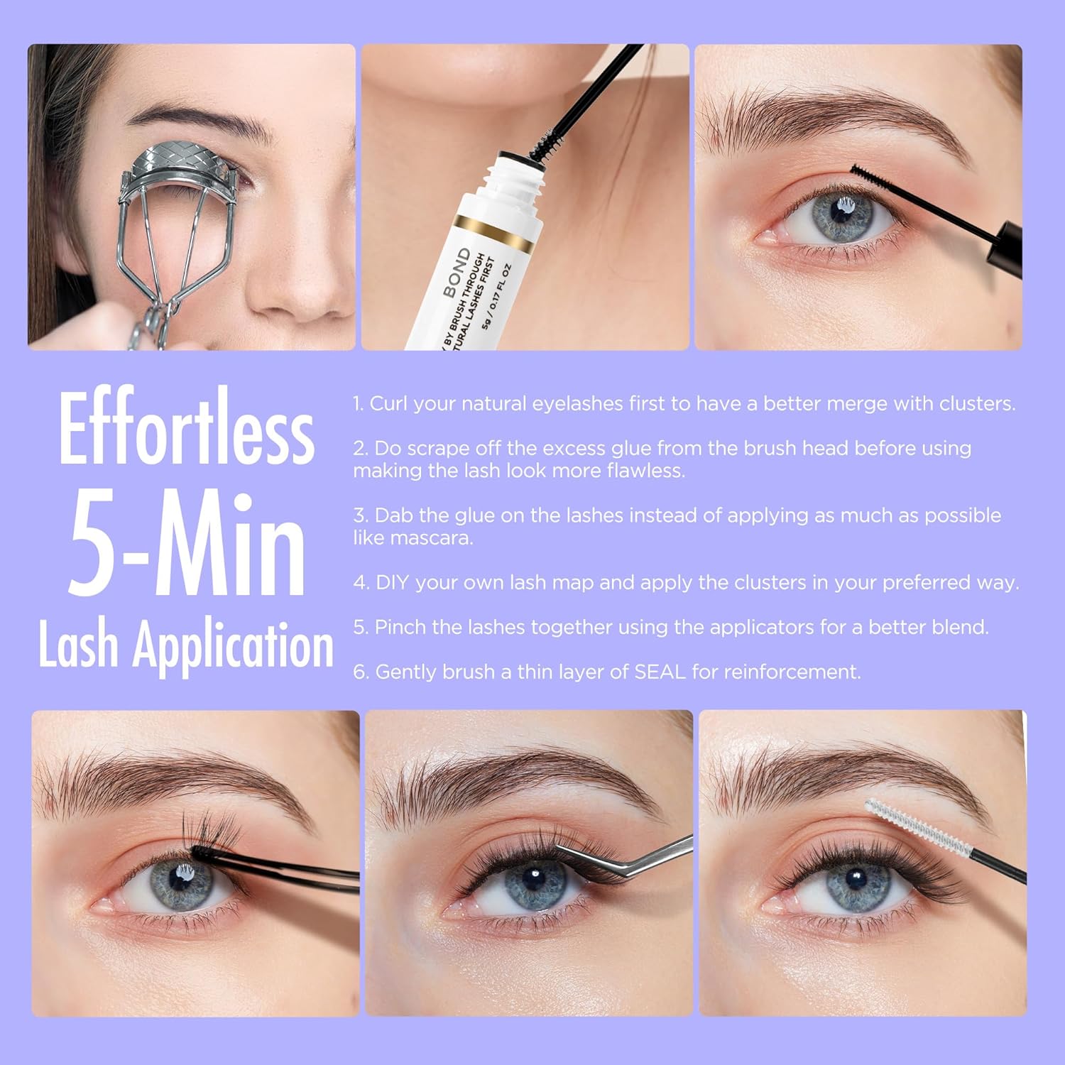 BEYELIAN Pestañas en racimo, rizo C, 144 unidades, individuales, mega racimos, extensiones de pestañas postizas de aspecto natural, reutilizables,