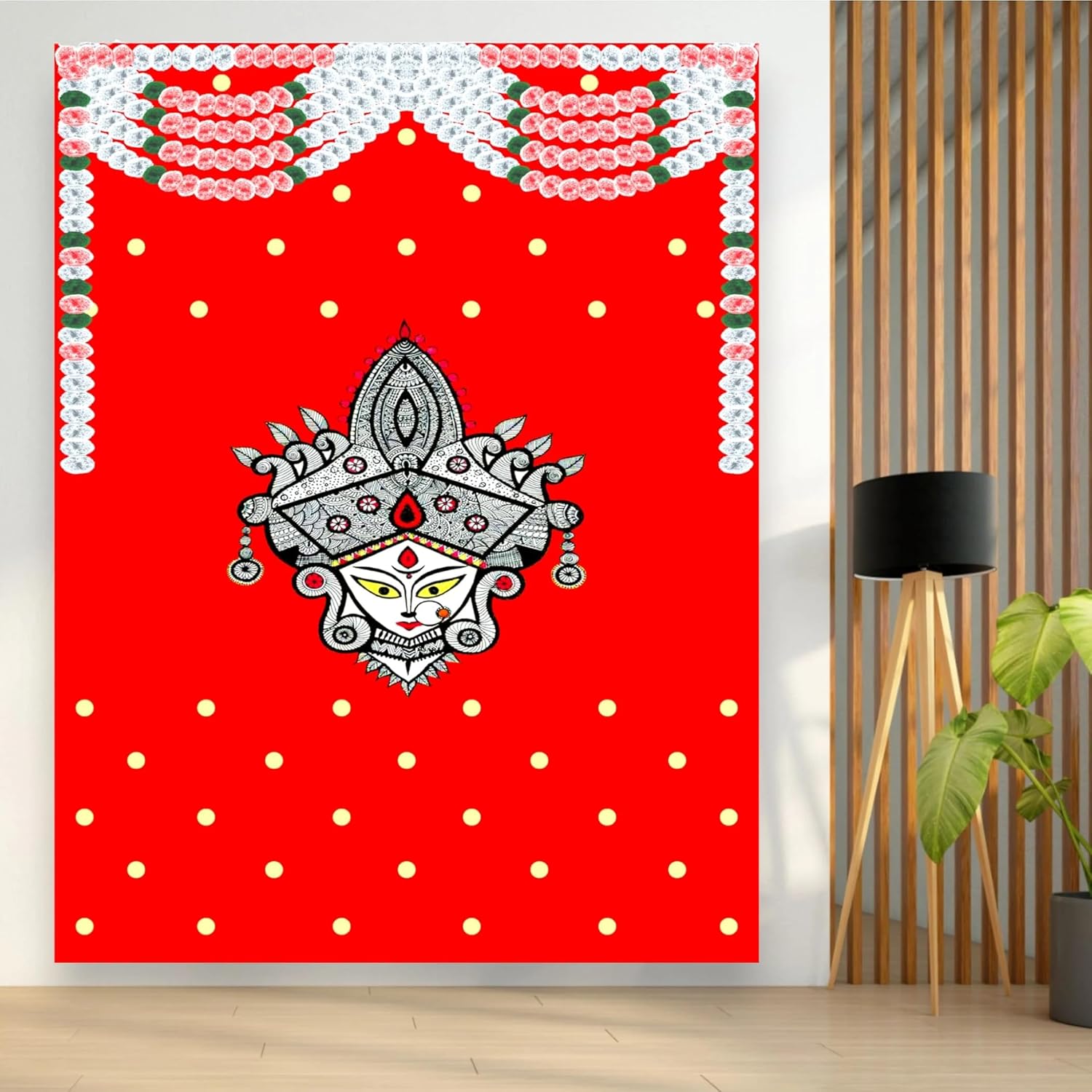LoveNspire Decoración Durga Puja, Banner Durga Pooja, Fondo Durga Pooja, Fondo Navratri, Fondo Pooja, Telón de fondo de tela, Fondo Indio, Tela