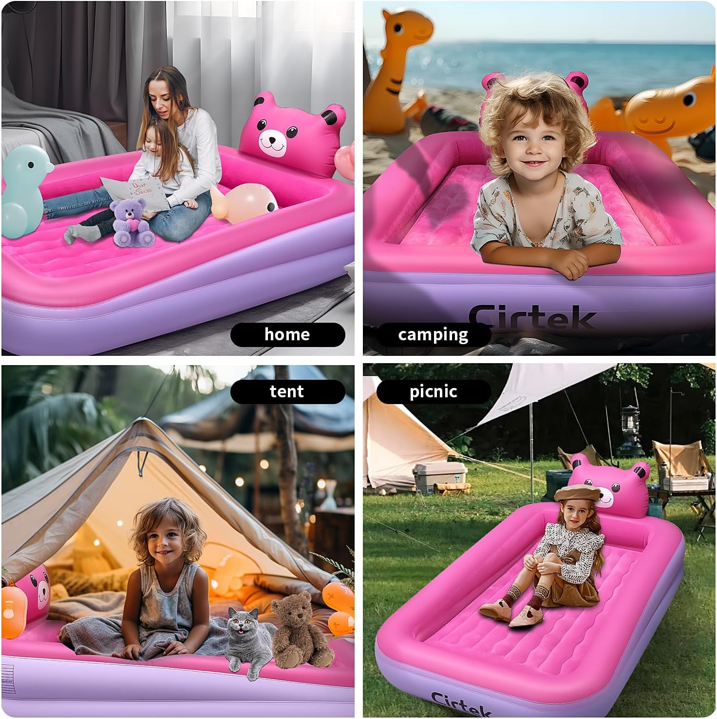 Cirtek – Cama de aire plegable para niños, cama de viaje para niños, colchón de aire para niños, cama de aire para niños, cama de viaje inflable,