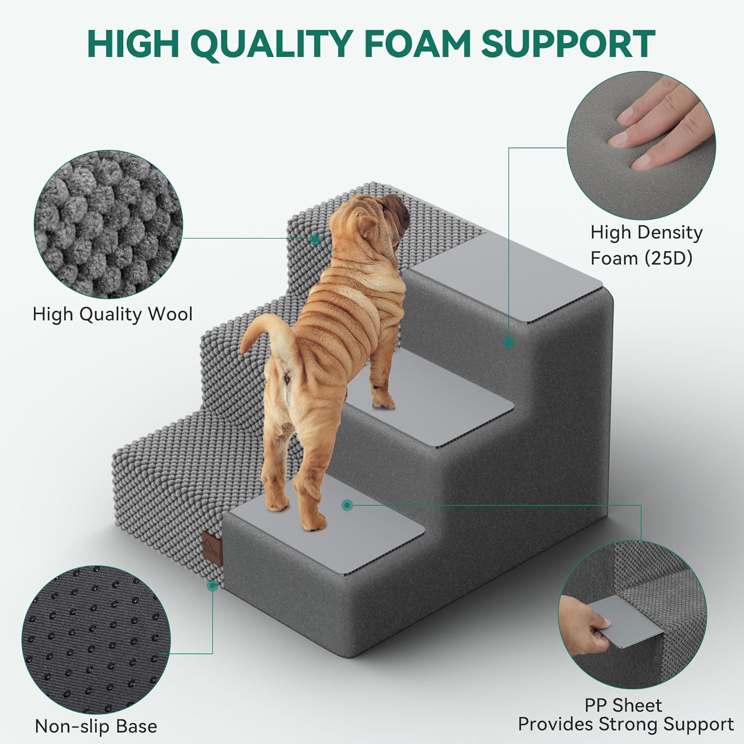YITAHOME Escaleras para perros, escaleras para mascotas para perros pequeños, escalones para mascotas para cama y sofá con tablas de apoyo,