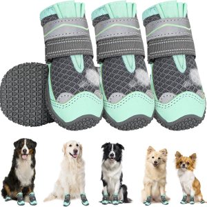 Lukovee Zapatos para perros, botas transpirables con suela de goma antideslizante para pavimento caliente, protector de patas de perro resistente al Lukovee Zapatos para perros, botas transpirables con suela de goma antideslizante para pavimento caliente, protector de patas de perro resistente al