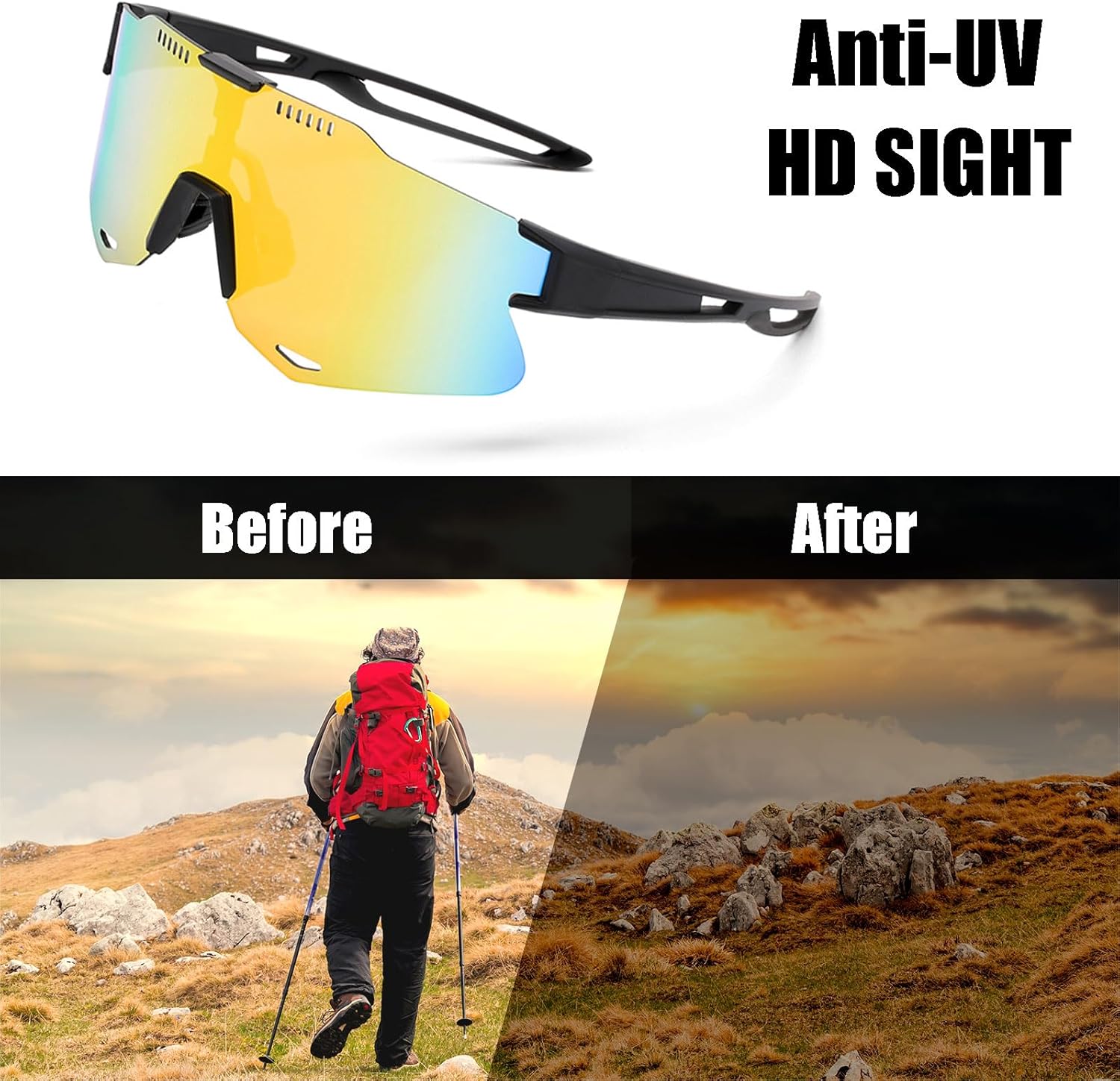 MICOTA Lentes de sol polarizados deportivos para hombres y mujeres, lentes de sol UV400 para deportes al aire libre, ciclismo, conducción, pesca,