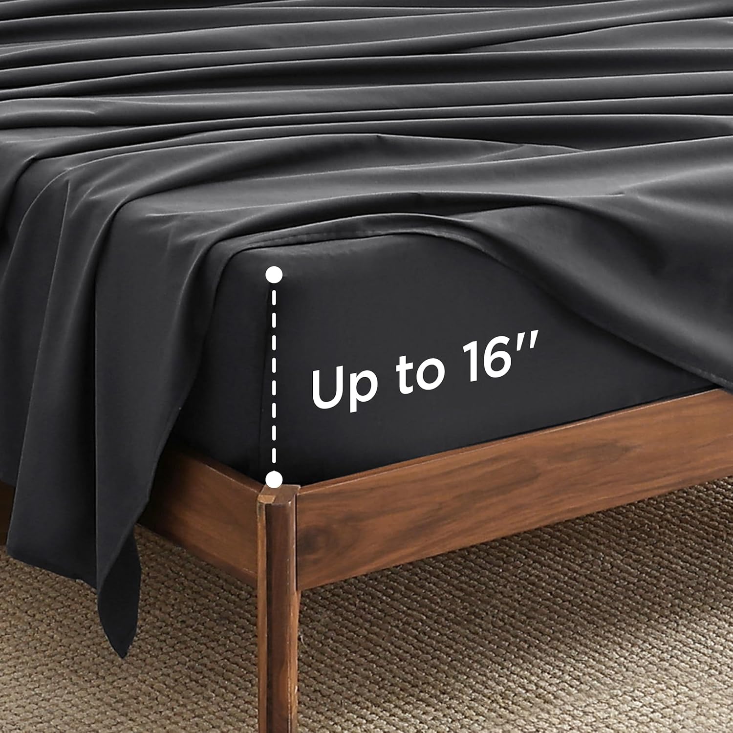 Bedsure Sábanas de franela cepillada tamaño Queen, sábanas 100% algodón para cama tamaño Queen, sábanas extra suaves, color gris carbón, sábanas