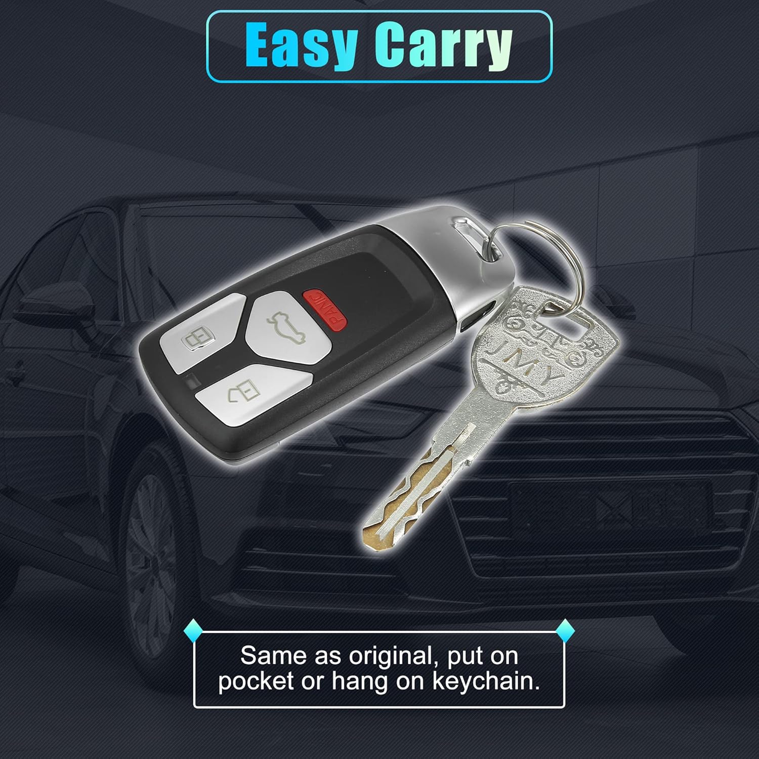 X AUTOHAUX Funda de repuesto para llavero inteligente de 4 botones sin llave para Audi A4 A5 Q7 TT Quattro 2017-2019 con hoja sin chip