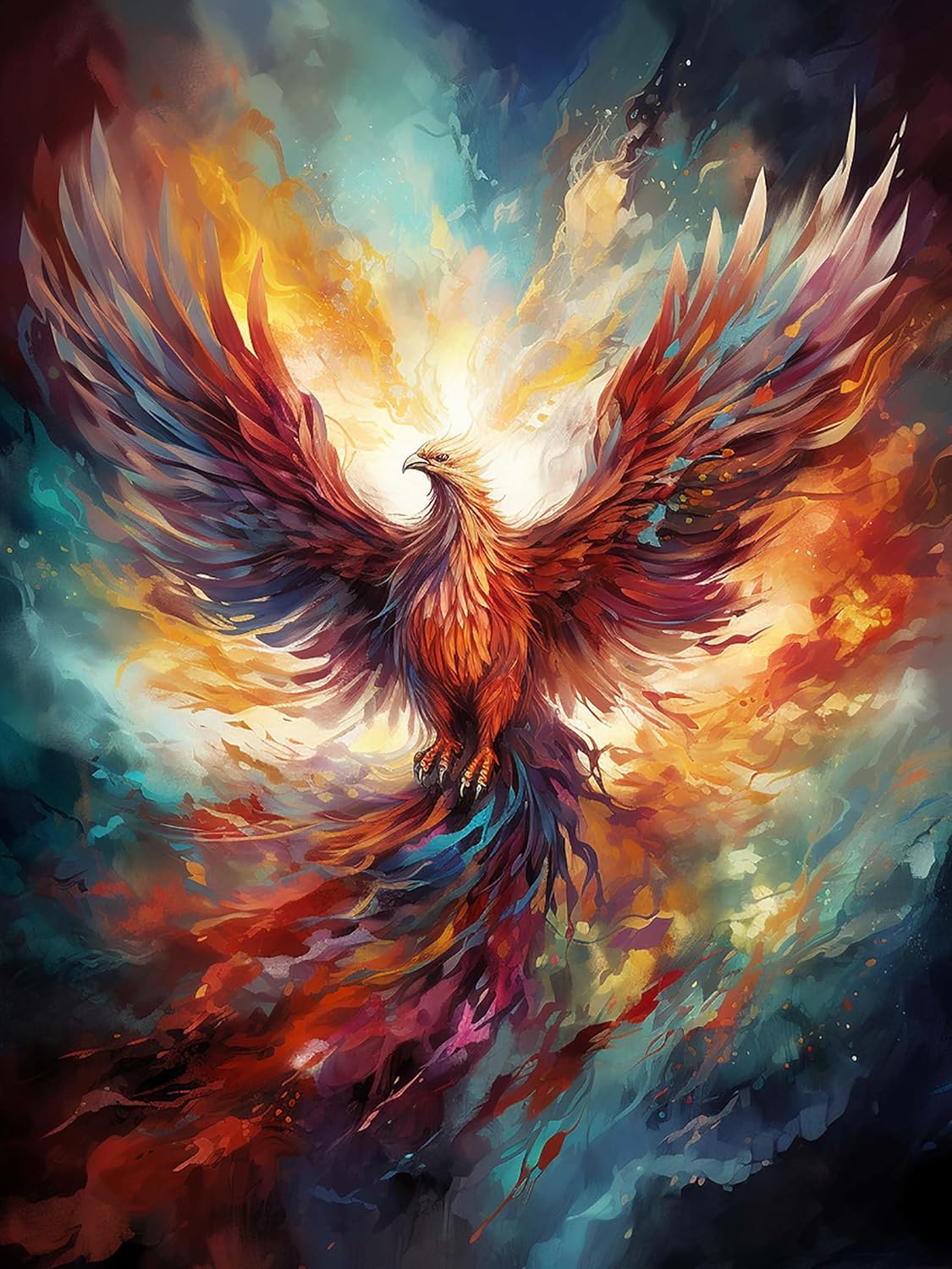Cuneai – Kit de pintura de diamante 5D Phoenix  Taladro redondo por números, manualidades de pájaros, bordado de cristal para decoración de pared