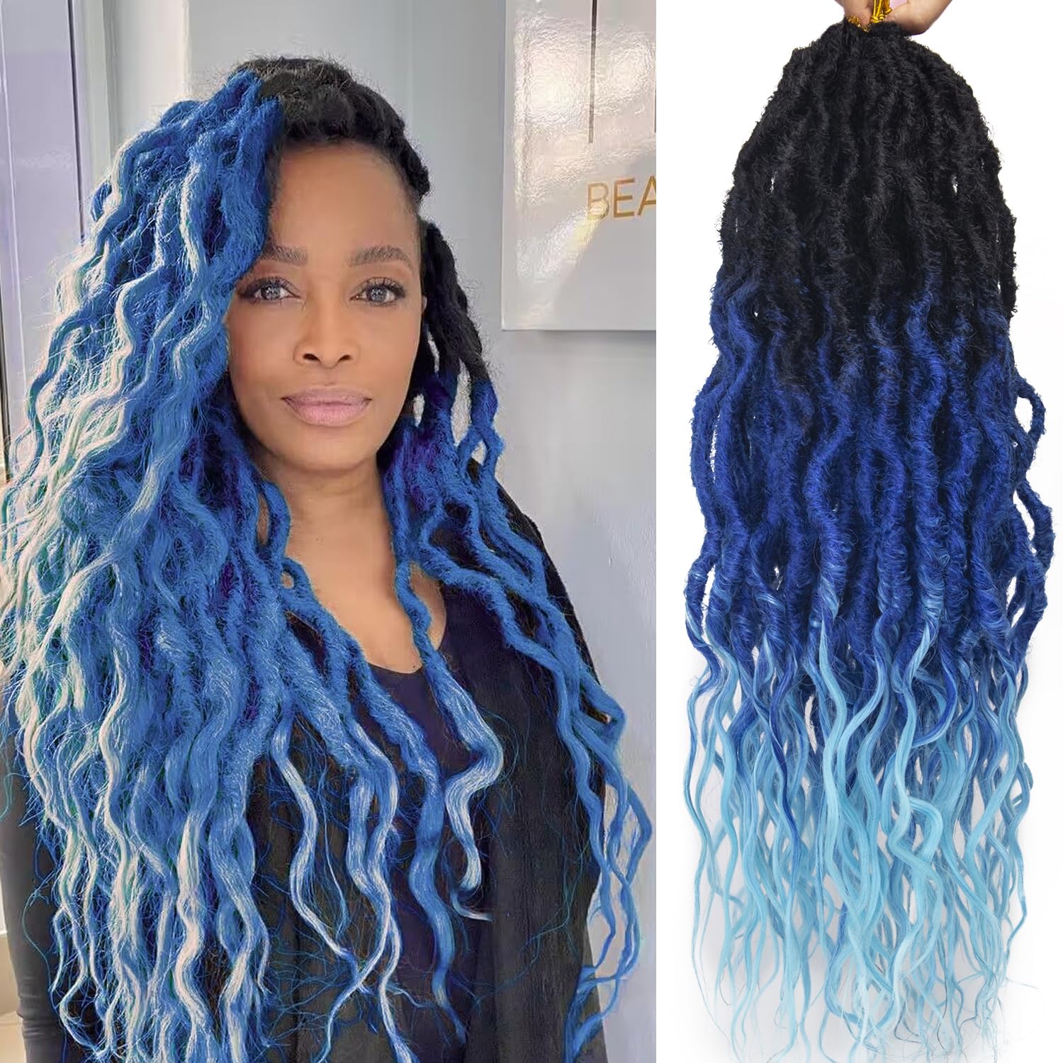 Rastas de pelo sintético de ganchillo para mujeres negras, rastas suaves de 24 pulgadas, cabello rizado con extremos rizados, estilo bohemio,