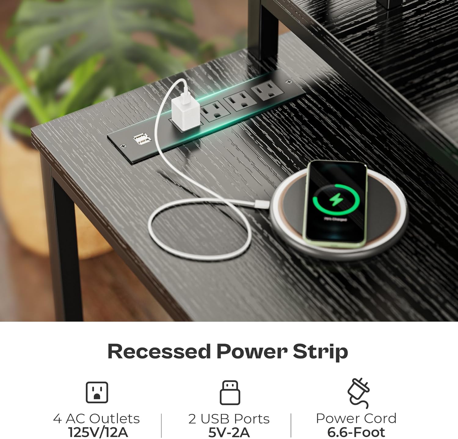 Huuger Escritorio reversible en forma de L para computadora con cajones, escritorio para juegos con luces LED y tomas de corriente, escritorio de