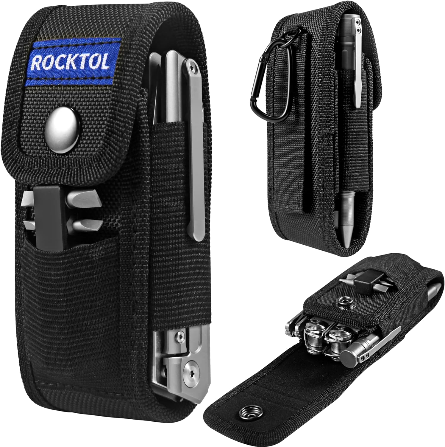 Funda multiherramienta para cinturón, bolsa multiherramienta de nailon 900D con 4 bolsillos, funda para cuchillos, funda de herramientas EDC para