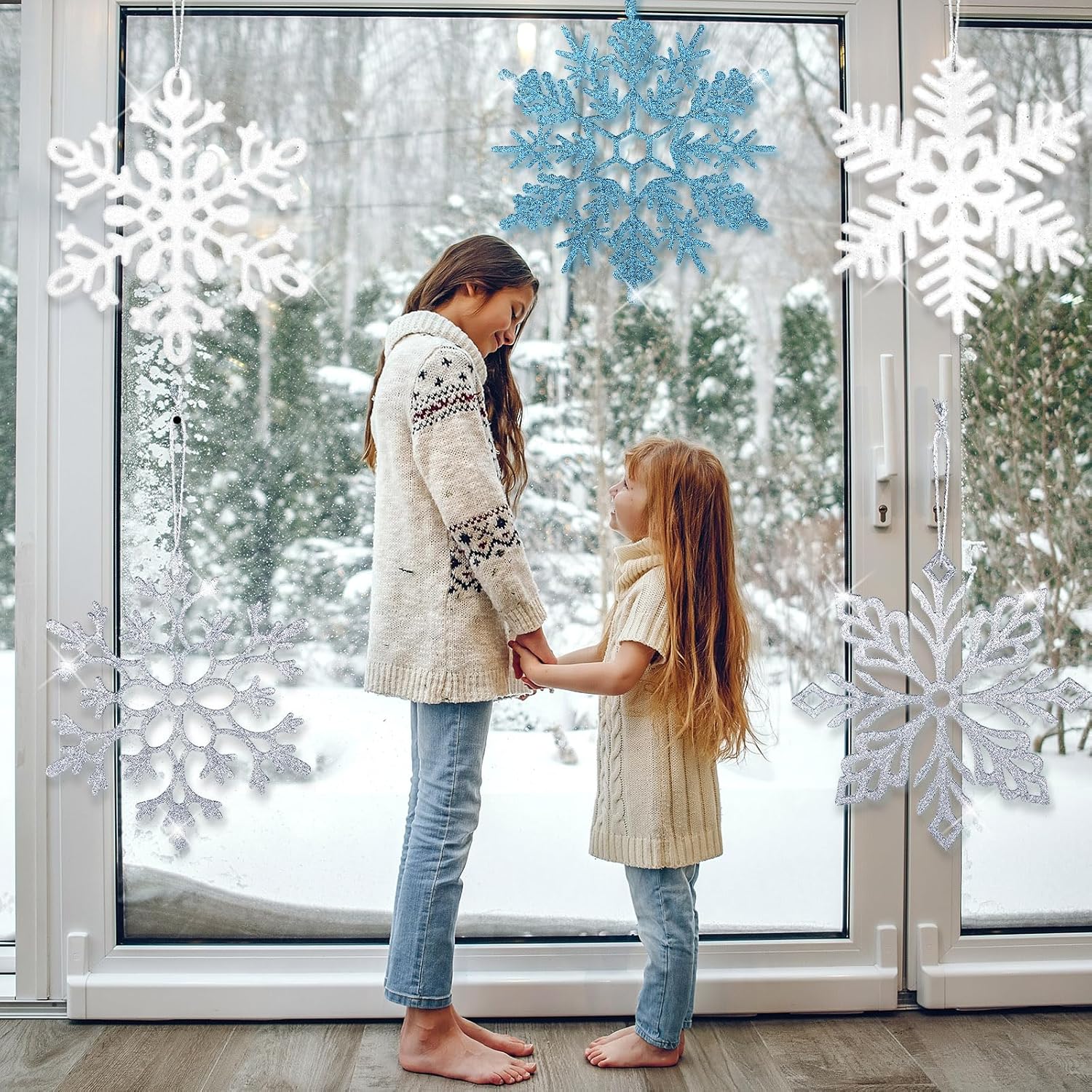 Cindeer 24 adornos grandes de Navidad con copos de nieve de 12 pulgadas, adornos de copos de nieve gigantes para decoración de invierno, árbol de