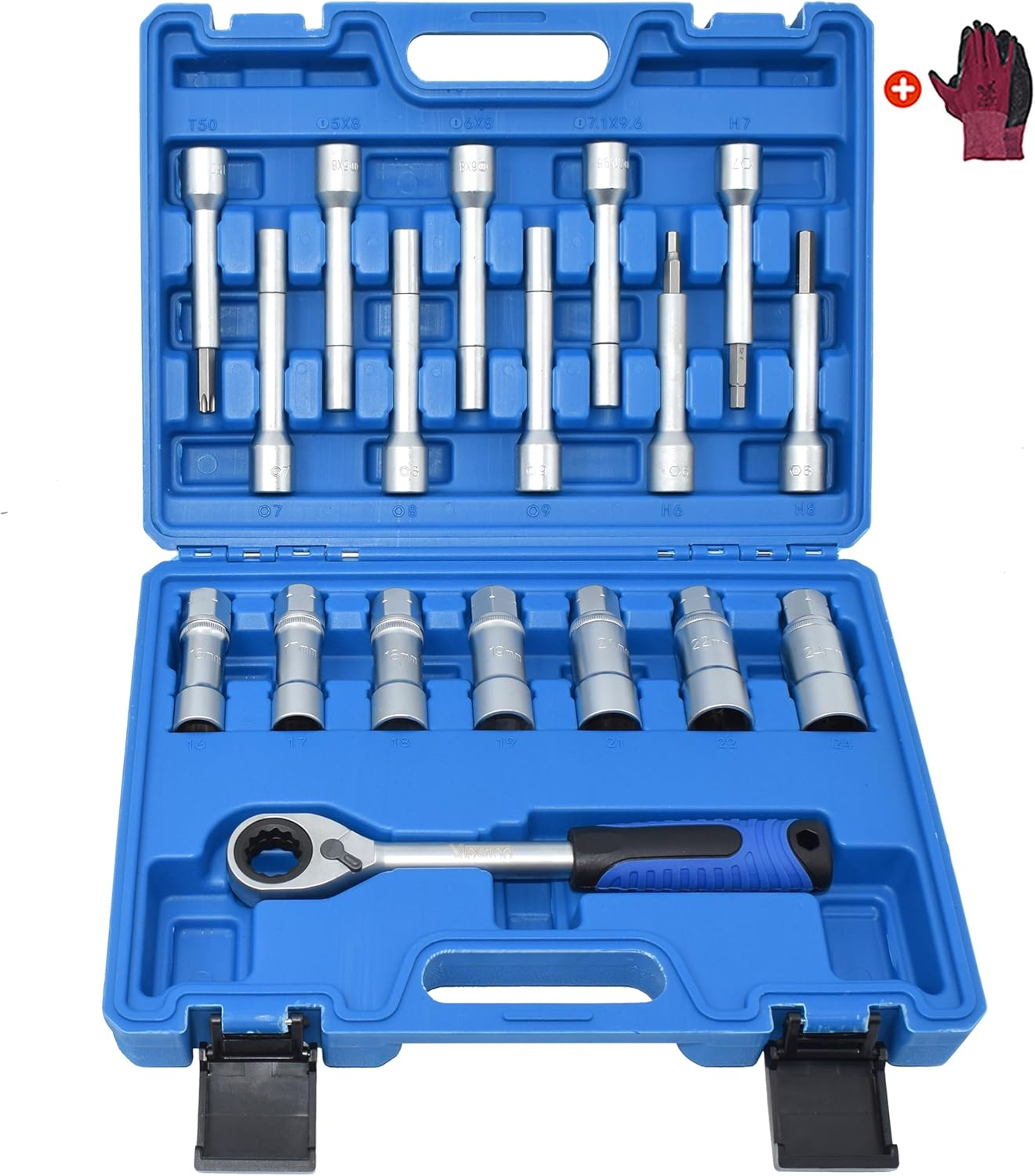Kit de 18 piezas de herramientas de extracción de tuercas de amortiguador de amortiguador de suspensión de 12 pulgada, juego de herramientas de