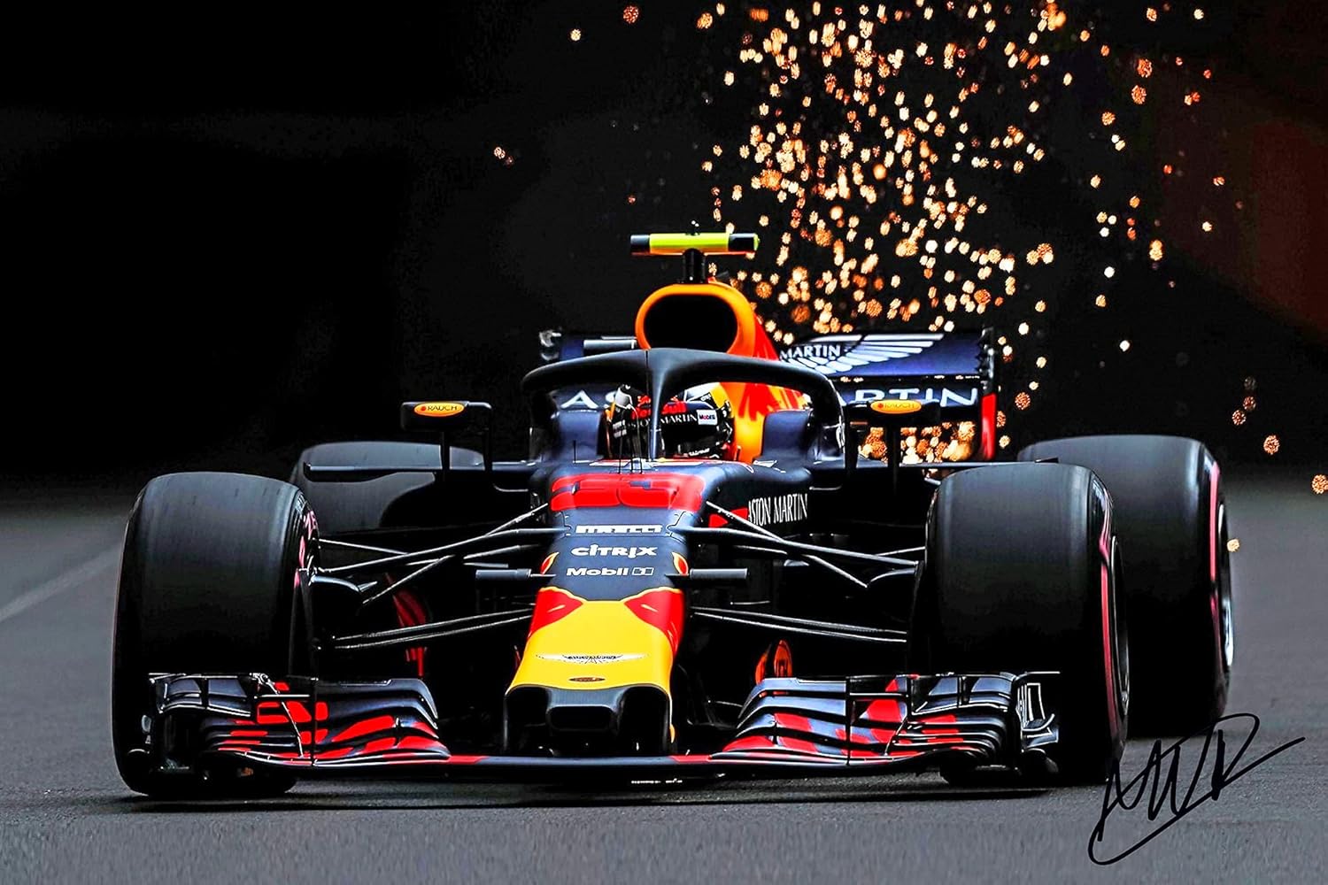 Impresión en lienzo de XOTIKS Red Bull Racing F1 con autógrafo Max Verstappen preimpreso, arte fino en lienzo giclée, arte fotográfico, arte de