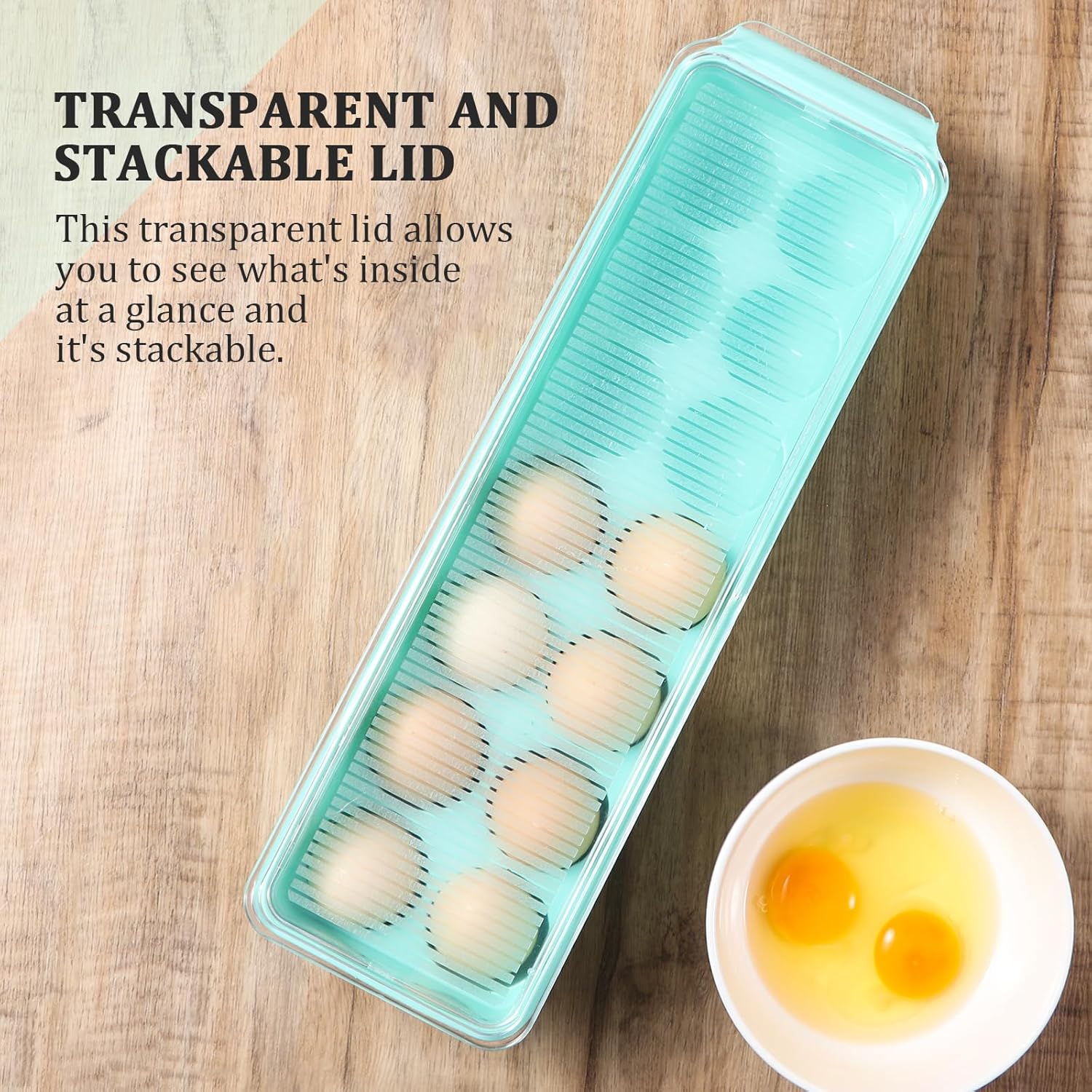 Contenedor de huevos para refrigerador, soporte de huevos de plástico, 14 unidades, contenedor de almacenamiento de huevos, organizador de huevos