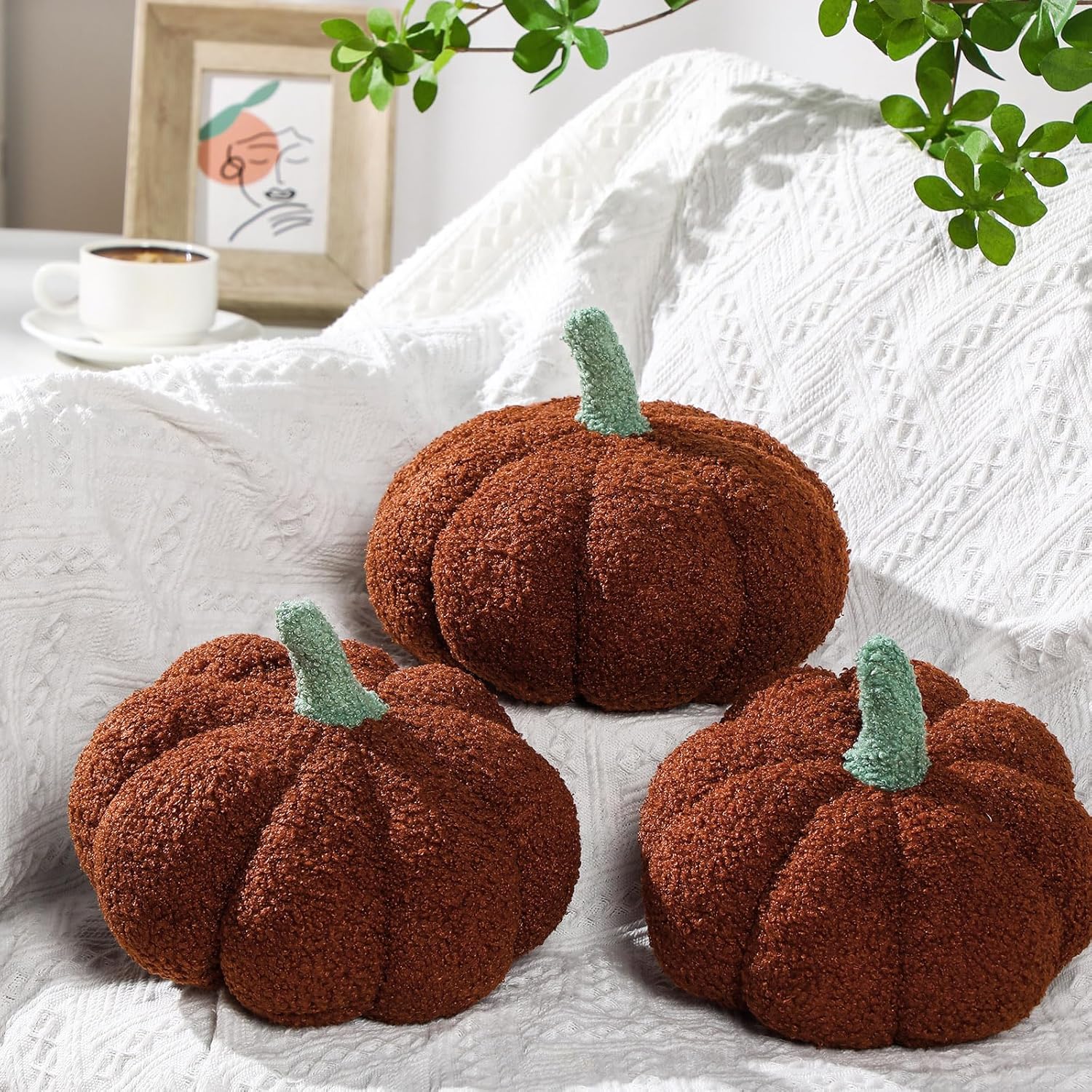 Namalu 3 cojines de calabaza de Acción de Gracias, cojines de calabaza 3D, cojín de calabaza para sofá, decoración del hogar para automóvil,