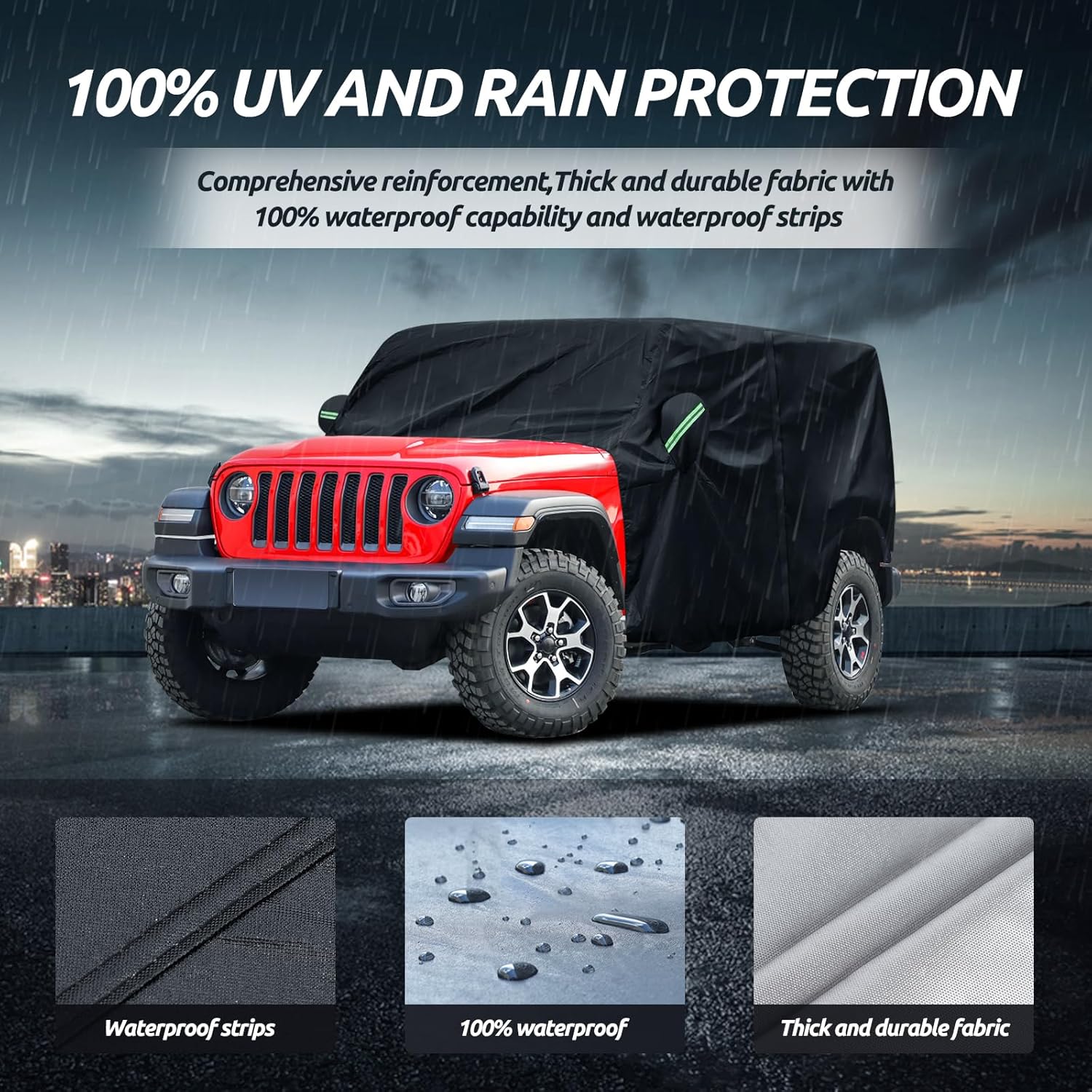 Cubierta de cabina para Jeep Wrangler JK JL de 4 puertas 2007-2023 y superior, fundas para Jeep Wrangler de 4 puertas, impermeables, con cremallera