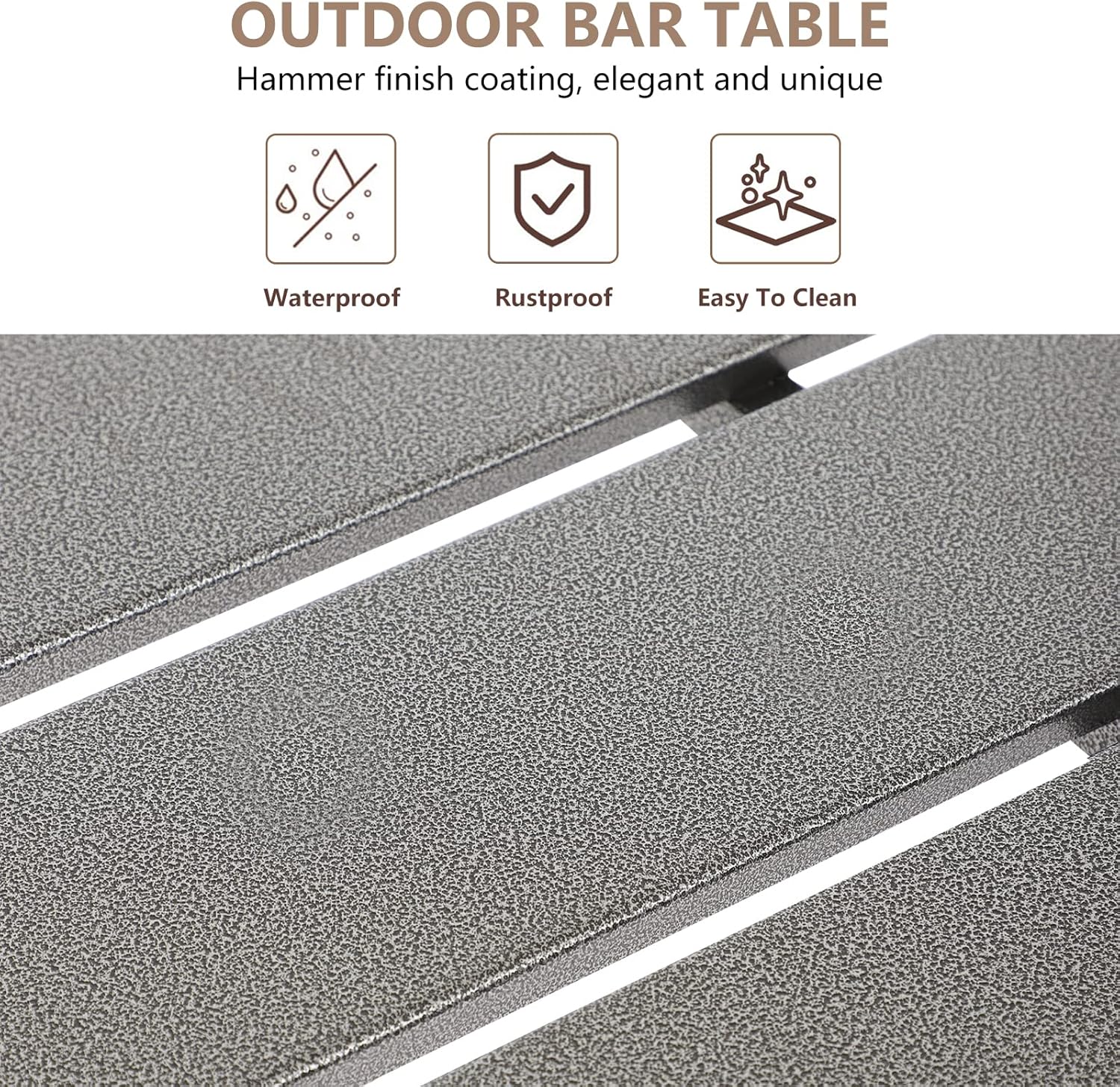 Mesa de bar al aire libre, mesa de barra de altura de mostrador de patio, mesa de bar rectangular de 47 pulgadas para patio, jardín, balcón, junto a