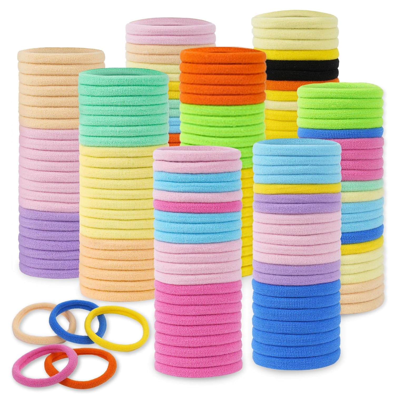 100 ligas para el cabello, ligas para el cabello sin daños, soportes para cola de caballo, elásticos para el cabello, accesorios para el cabello