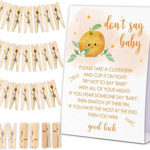 Juego de pinzas para ropa de bebé, juego Little Cutie Baby Shower, un letrero de 5 x 7 y 50 mini pinzas naturales para la ropa, género neutro, Juego de pinzas para ropa de bebé, juego Little Cutie Baby Shower, un letrero de 5 x 7 y 50 mini pinzas naturales para la ropa, género neutro,