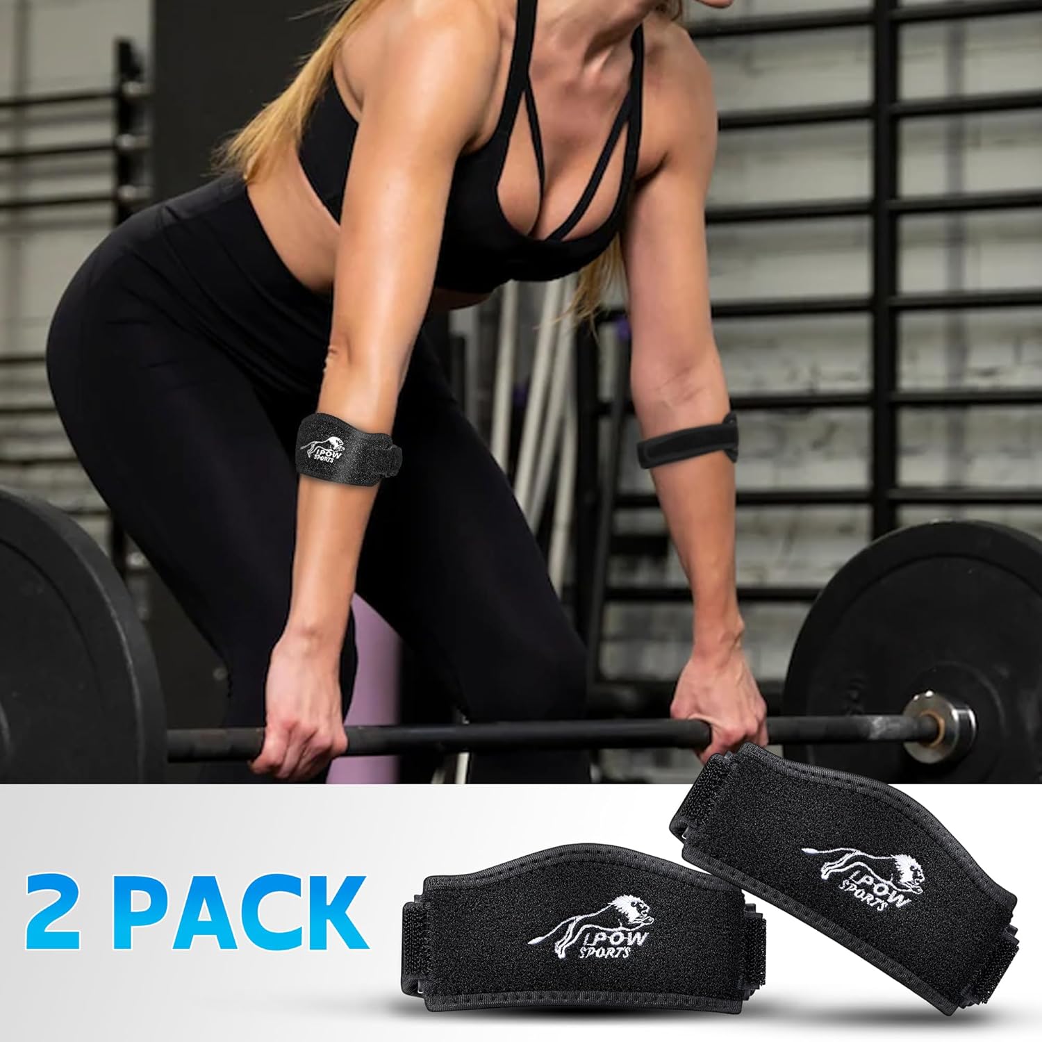 IPOW Paquete de 2 coderas de tenis y golfistas, coderas de tenis con almohadilla gruesa para hombres y mujeres, coderas para tendinitis y alivio del