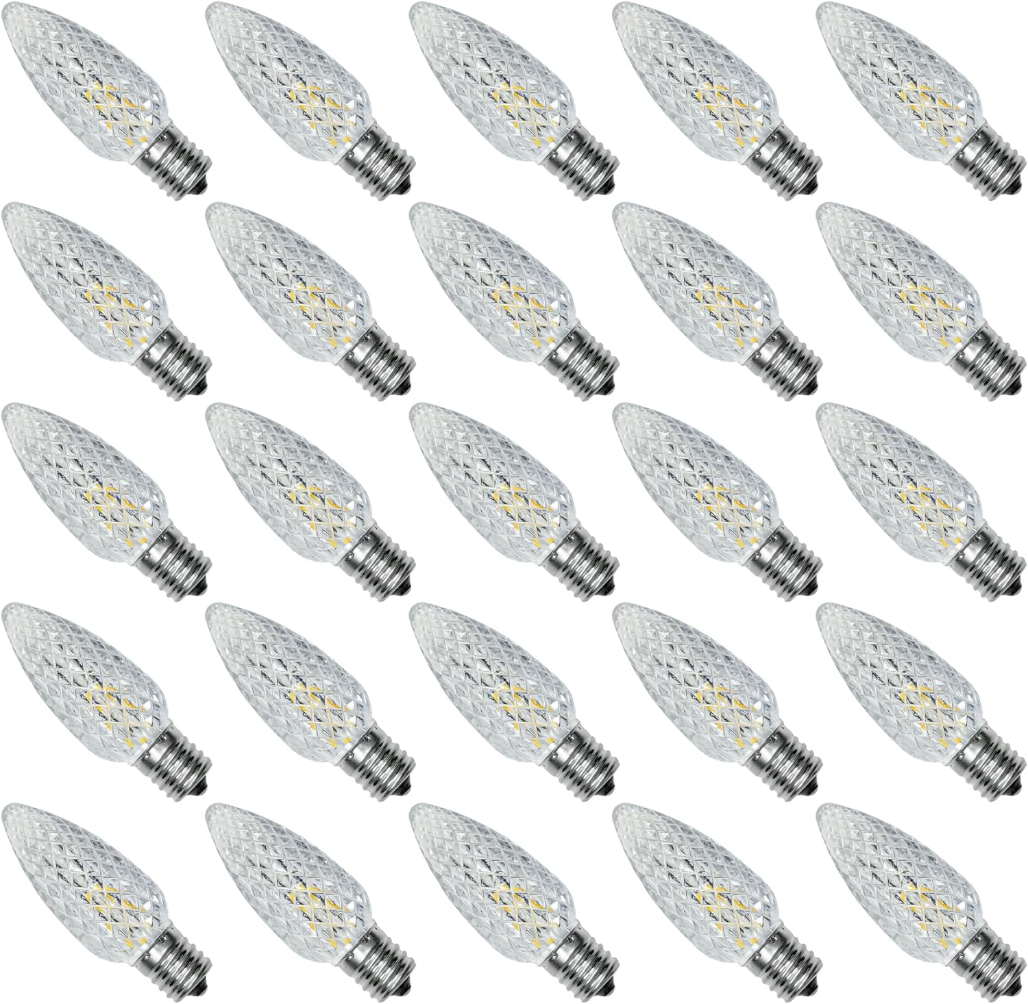 Paquete de 25 bombillas LED de repuesto de luces de Navidad C9, bombillas LED C9 de plástico inastillables e impermeables para tiras de luces al