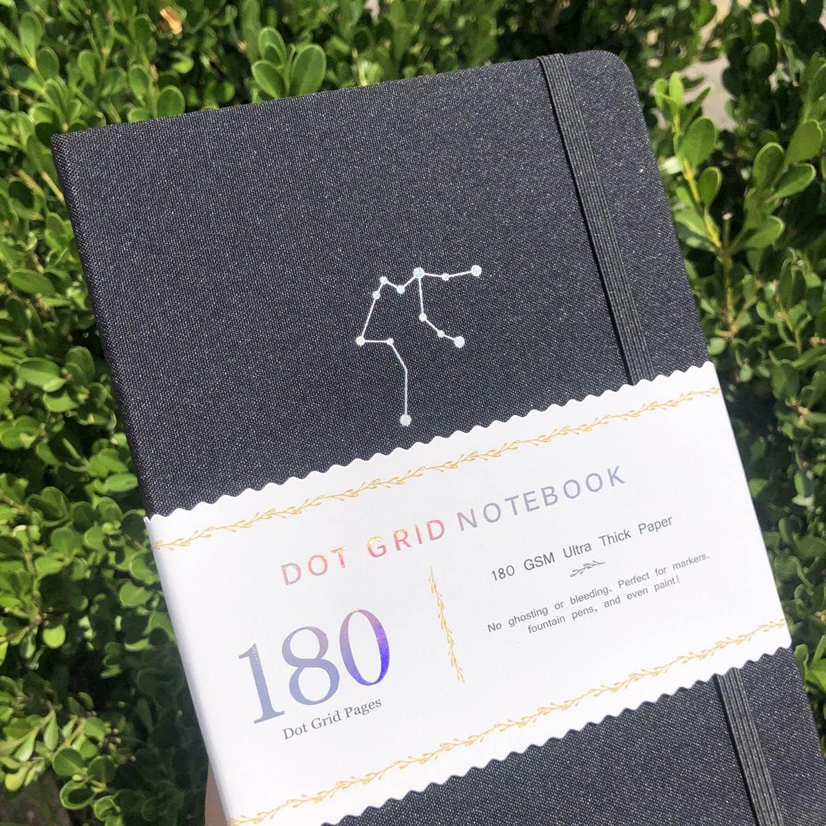 Cuaderno punteado con cuadrícula de puntos, colección Zodiac A5, tapa dura, 160 páginas, tamaño 5.7 x 8.2 pulgadas, papel de bambú de 6.32 ozyd,