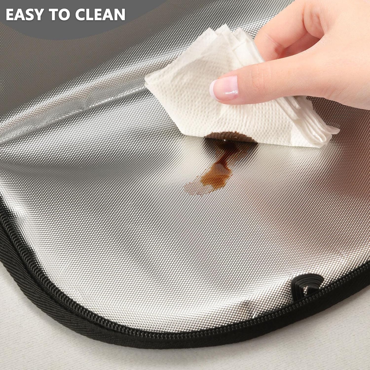 Kigai Basurero impermeable para automóvil con tapa, cubo de basura azul con purpurina con correa ajustable, organizador multiusos para auto y bolsa