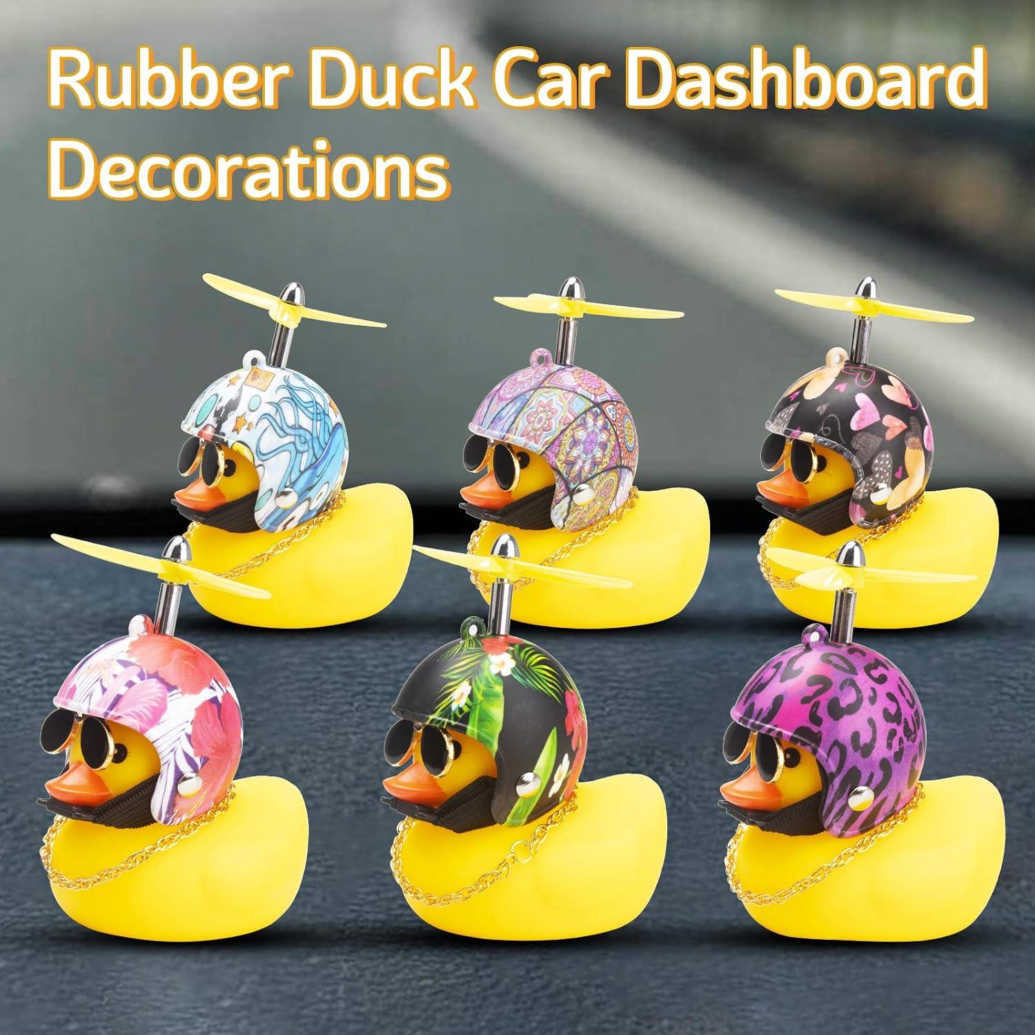 wonuu Decoración de pato de goma para automóvil, lindo pato amarillo con hélice (amor)