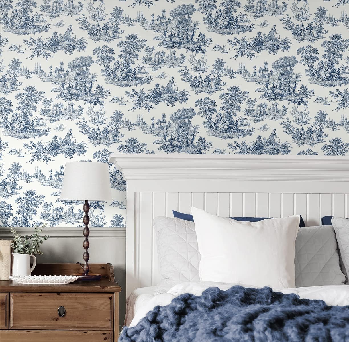 NextWall Chateau Toile – Papel tapiz autoadhesivo (azul marino)