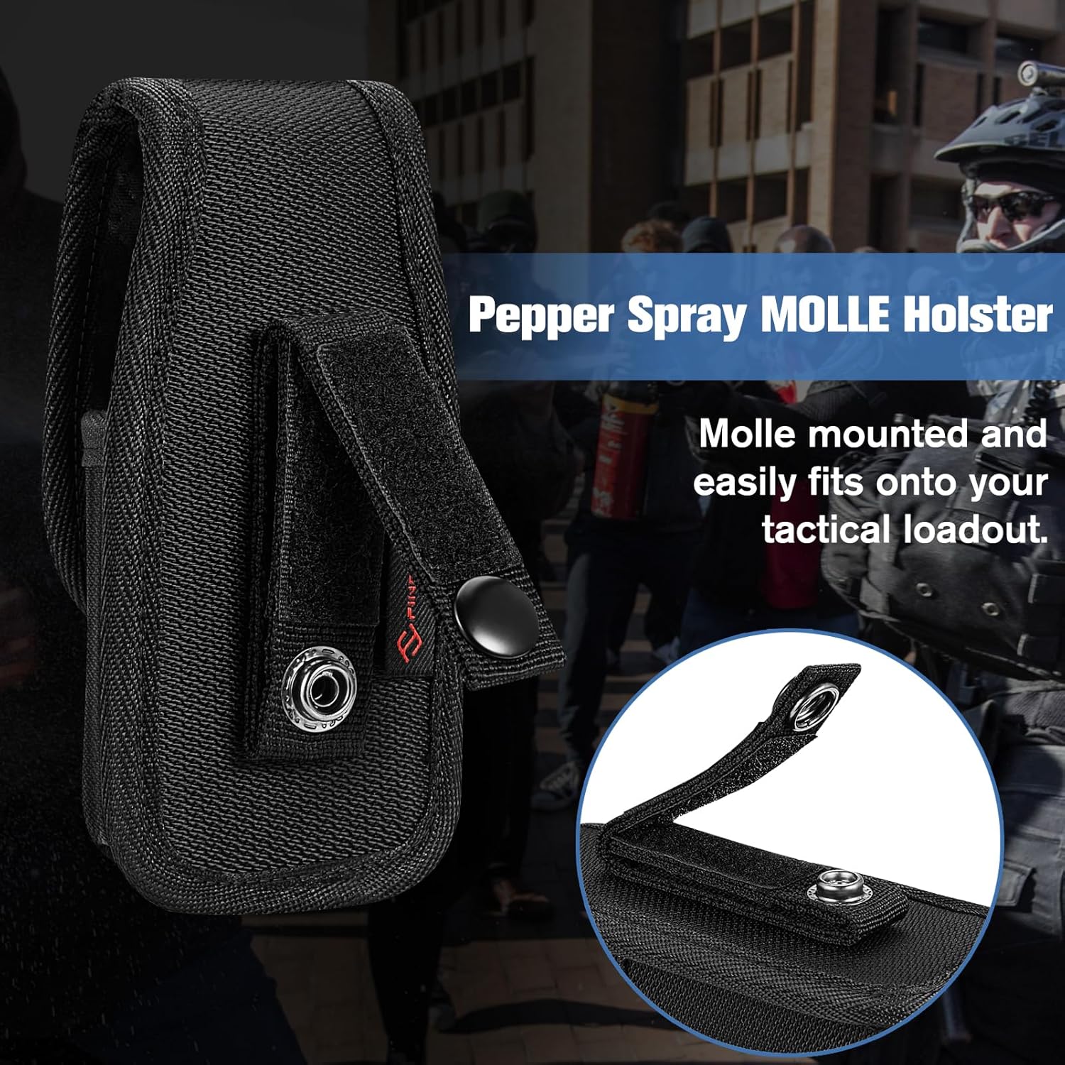 FINPAC Funda moldeada para aerosol OCMace, bolsa de spray de pimienta con solapa superior MK3 MK4 Soporte para recipiente con botón a presión para