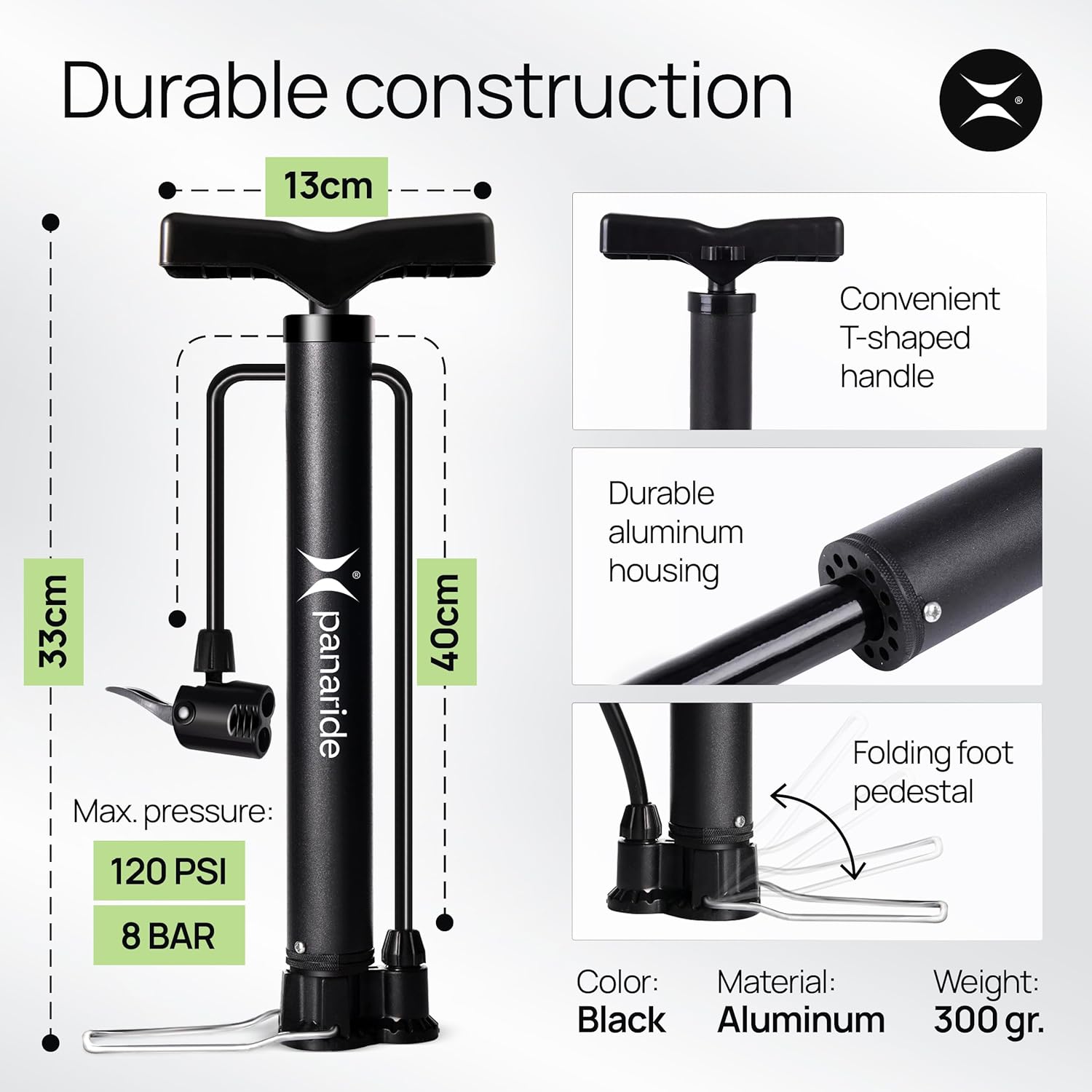 Bomba de bicicleta  Inflador avanzado de neumáticos de bicicleta  Bomba de aire manual de bicicleta con válvulas Presta y Schrader dobles  Bomba de