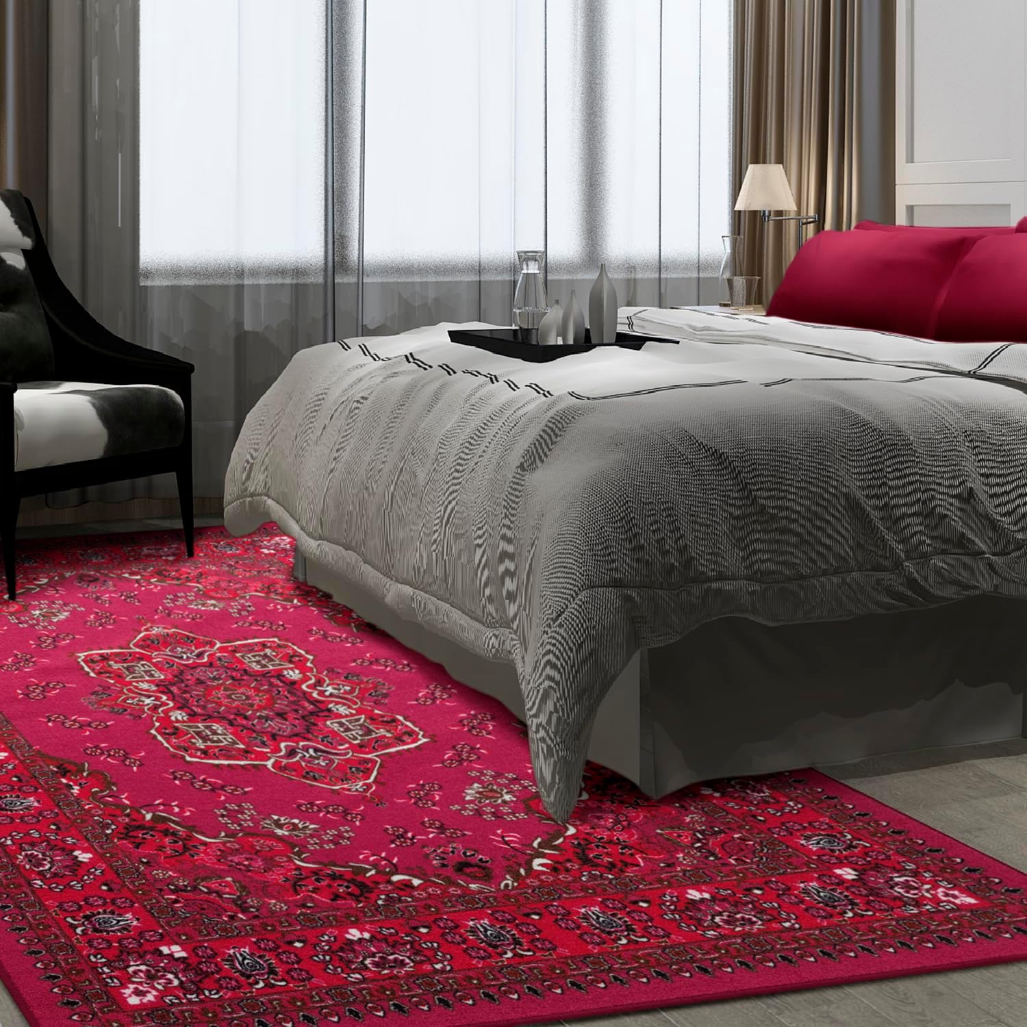 Antep Rugs Alfombras Oriental – Alfombras tradicionales de 5 x 7 pies (antideslizante) de bajo perfil con parte trasera de goma para interiores
