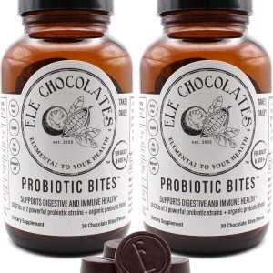 Ele Chocolates Suplemento probiótico diario de chocolate negro muerde 3 mil millones de UFC para la salud intestinal digestiva, apoyo inmunológico Ele Chocolates Suplemento probiótico diario de chocolate negro muerde 3 mil millones de UFC para la salud intestinal digestiva, apoyo inmunológico