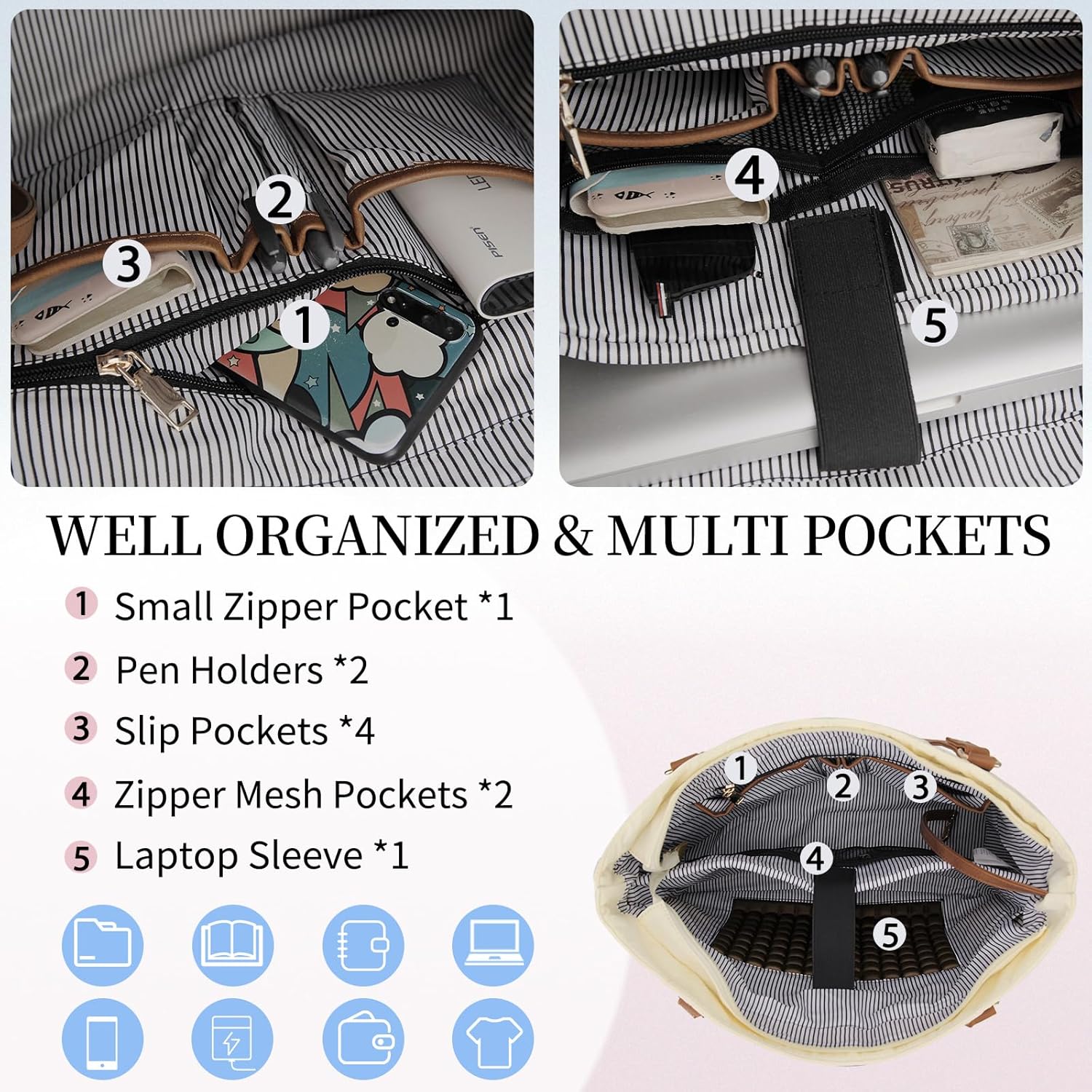 VONXURY – Bolsa de mano para laptop para mujer, bolsa de hombro para computadora de 15.6 pulgadas, bolsa de trabajo para profesores, bolsa de viaje
