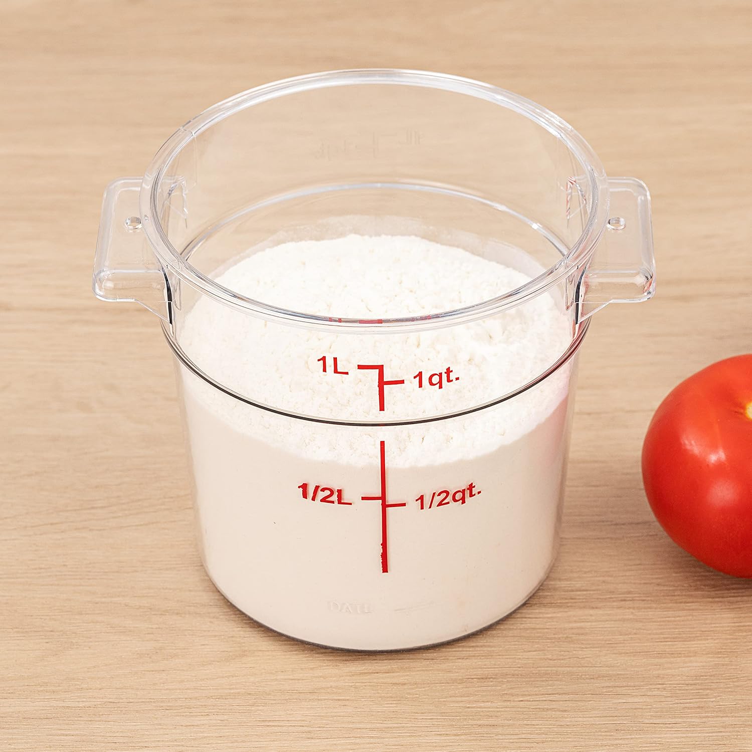 Restaurantware Met Lux – Contenedor de almacenamiento de alimentos de 1 cuarto de galón, 1 recipiente redondo de almacenamiento comercial, tapa se