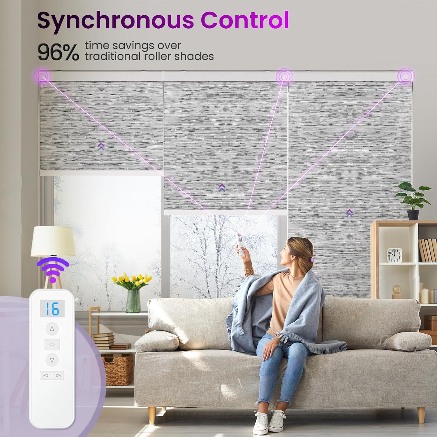 Persianas enrollables motorizadas para ventanas, persianas motorizadas 100 % opacas para oscurecer la habitación, persianas inteligentes sin cordón