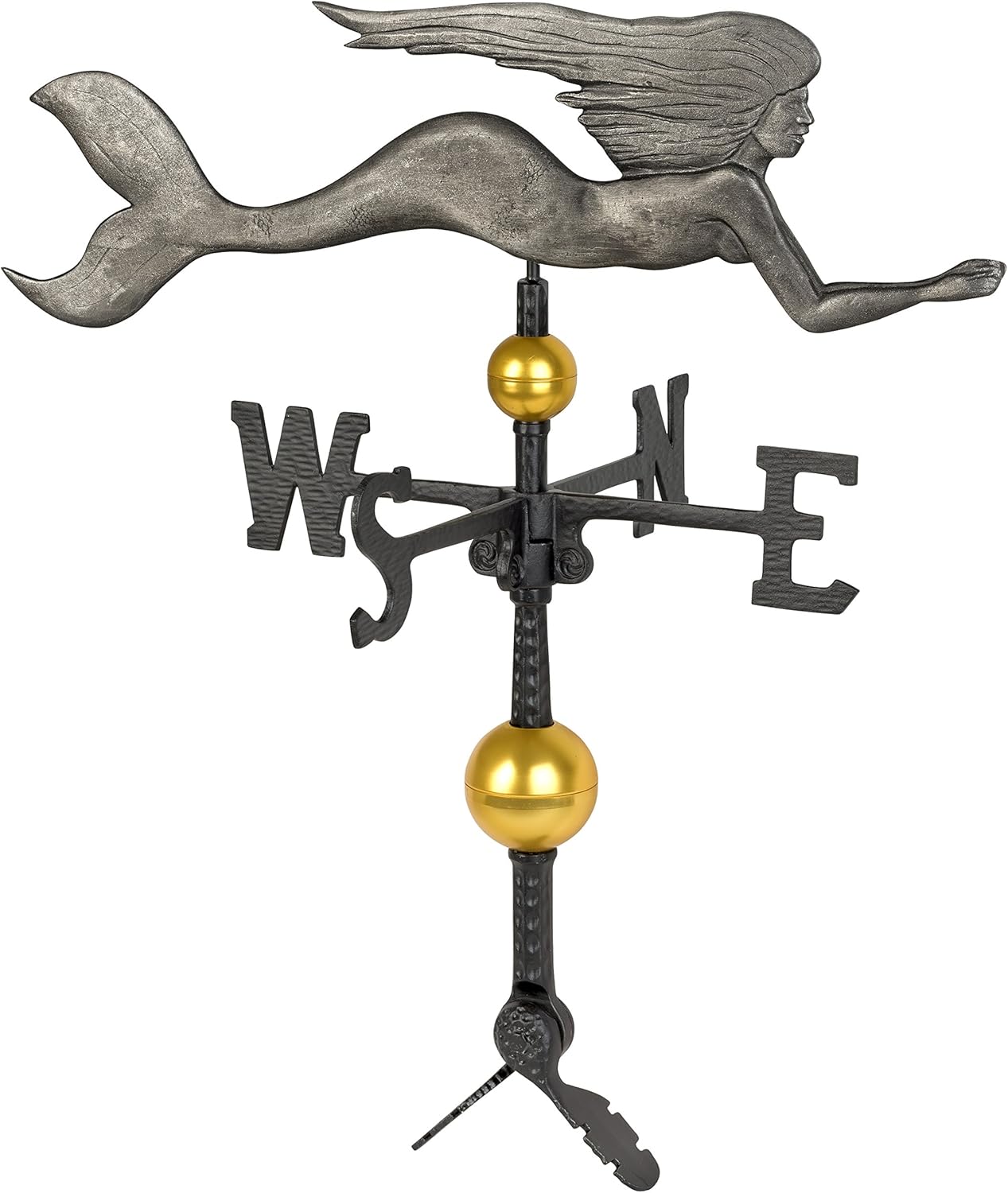Montague Metal Products Veleta de sirena de lujo con acabado de hierro sueco, 32 pulgadas