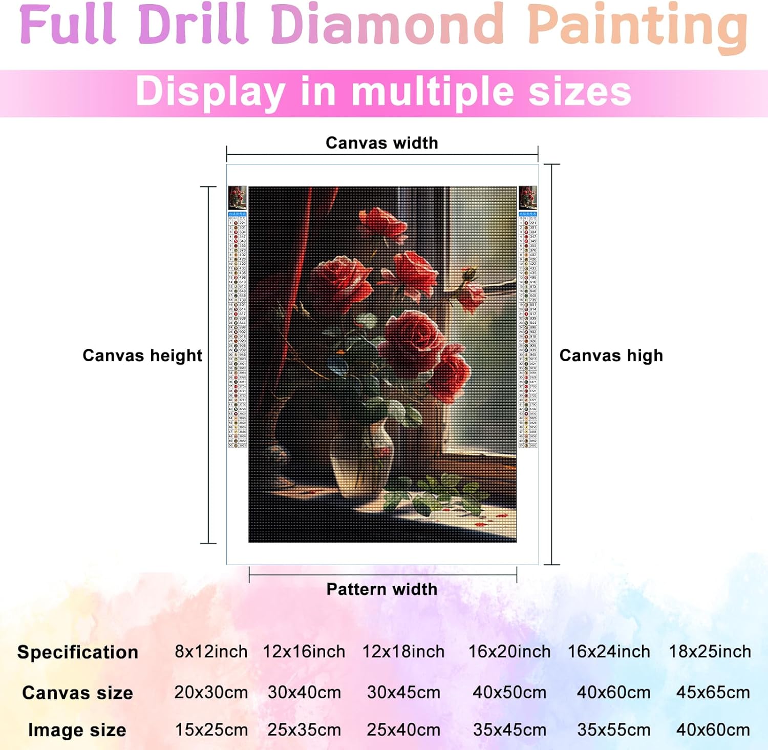Kits de pintura de diamantes para adultos, arte de diamantes de flores, delicadas rosas rojas, bricolaje 5D, taladro redondo completo, diamantes de