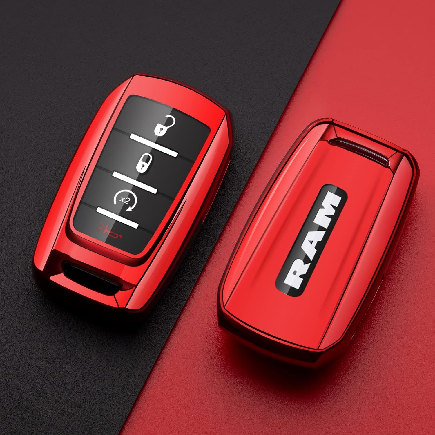 Compatible con la funda para llavero Ram de automóvil, color rojo, protector 1500 Classic 2500 3500 Laramie ProMaster 1500 ProMaster 2500 ProMaster