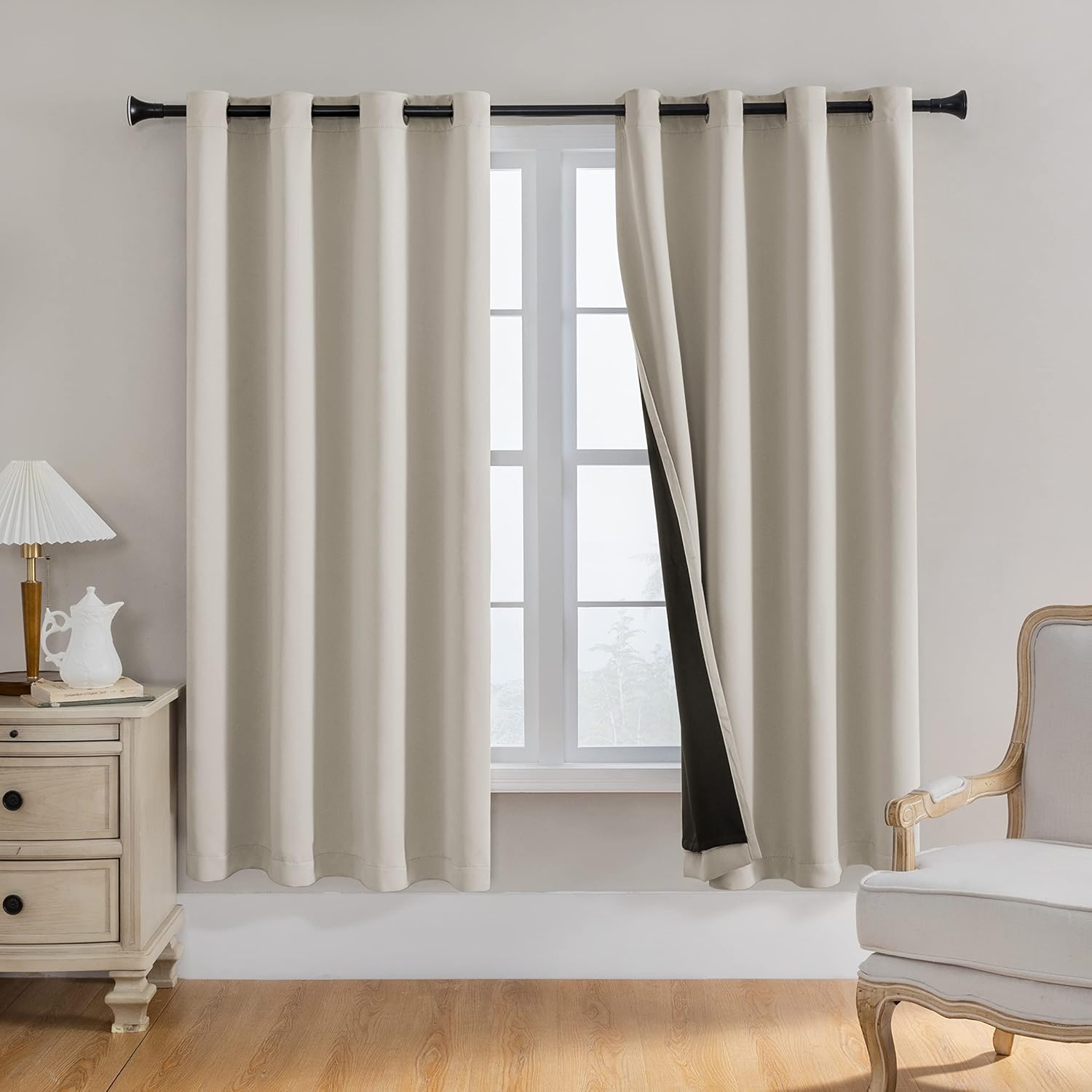 Rutterllow – Cortinas completamente opacas de dos capas para dormitorio, 52 pulgadas de ancho x 72 pulgadas de largo, paneles de cortina de ventana
