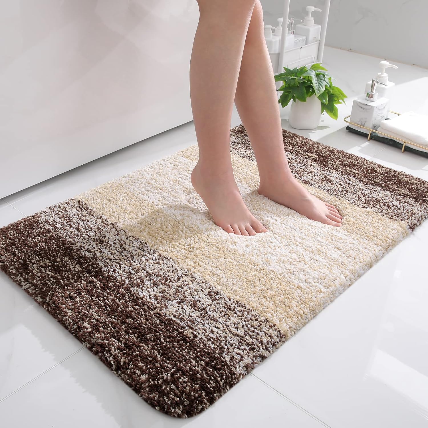 OLANLY Juego de 2 alfombras de baño y alfombras de baño ombré, tamaño 36 x 24 pulgadas y juego de alfombras de baño de 24 x 16 + 24 x 20 pulgadas,