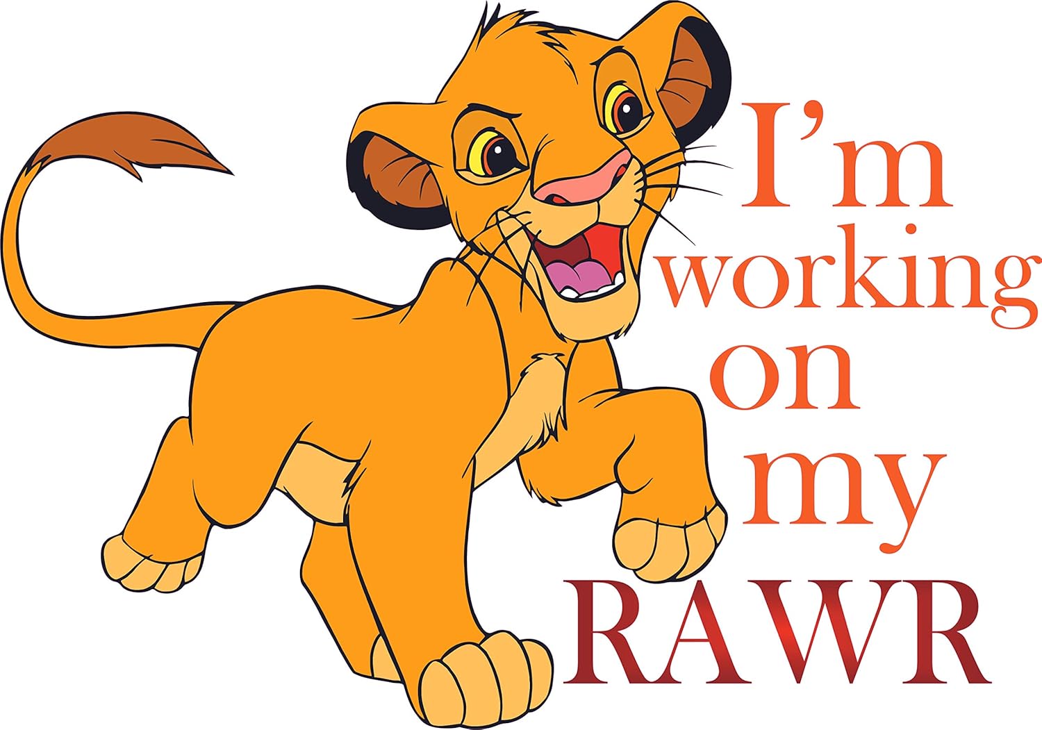 Vinilo decorativo para pared El Rey León Simba Quotes  I’m Working On My Rawr – 14 x 20 pulgadas – Adhesivo decorativo para habitación de niños,
