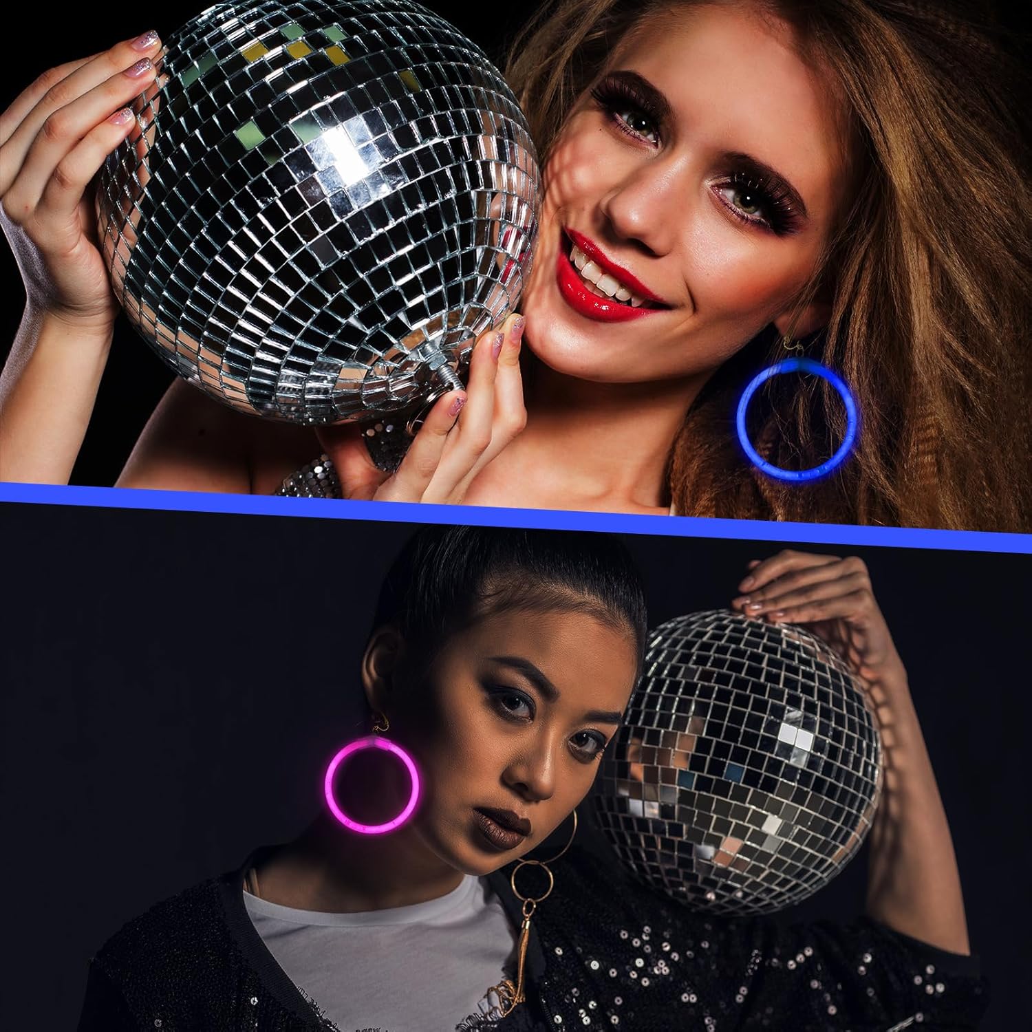 Paquete de 12 aretes de aro que brillan en la oscuridad, suministros de fiesta de Halloween, decoraciones de fiesta de Halloween, aretes de neón en