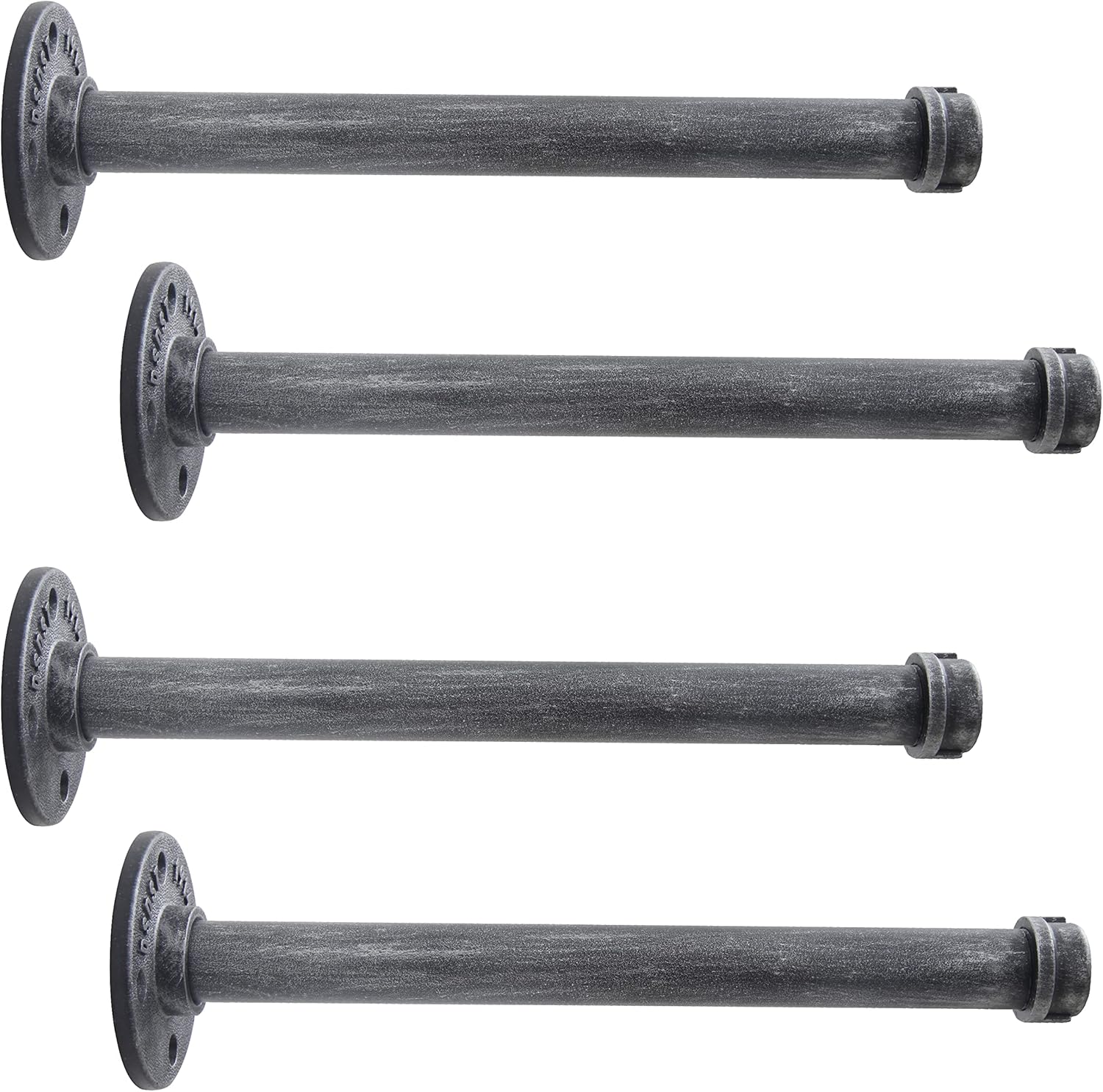 Soporte de estante, paquete de 4 soportes flotantes rústicos montados en la pared, estantería industrial de tubería resistente para madera (12
