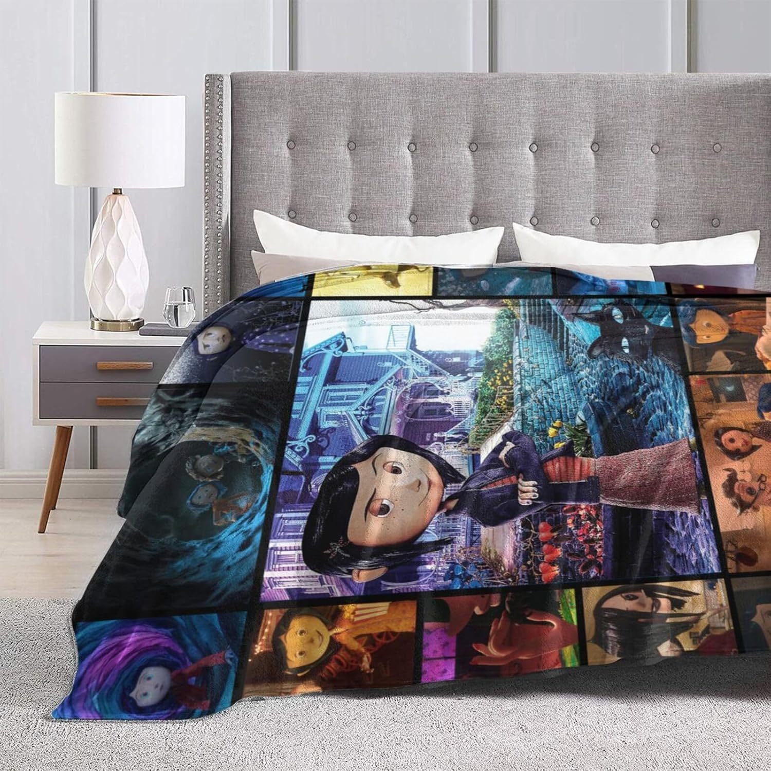 Cora-linjones – Manta estampada de 60 x 50 pulgadas, suave y ligera, manta de aire acondicionado, oficina, sofá, cama, viajes, camping, regalo